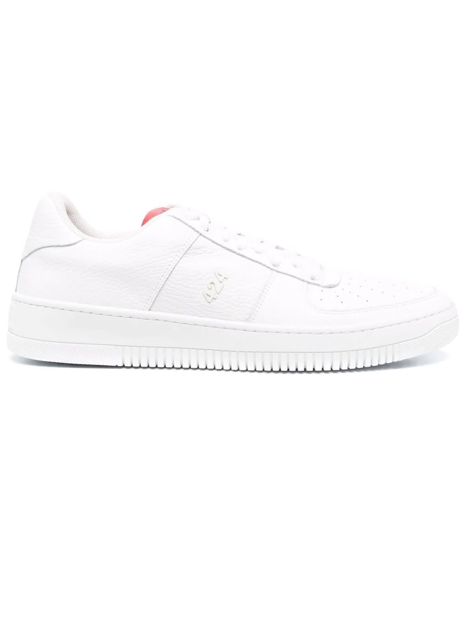 FourTwoFour on Fairfax White Calf Leather Sneakers