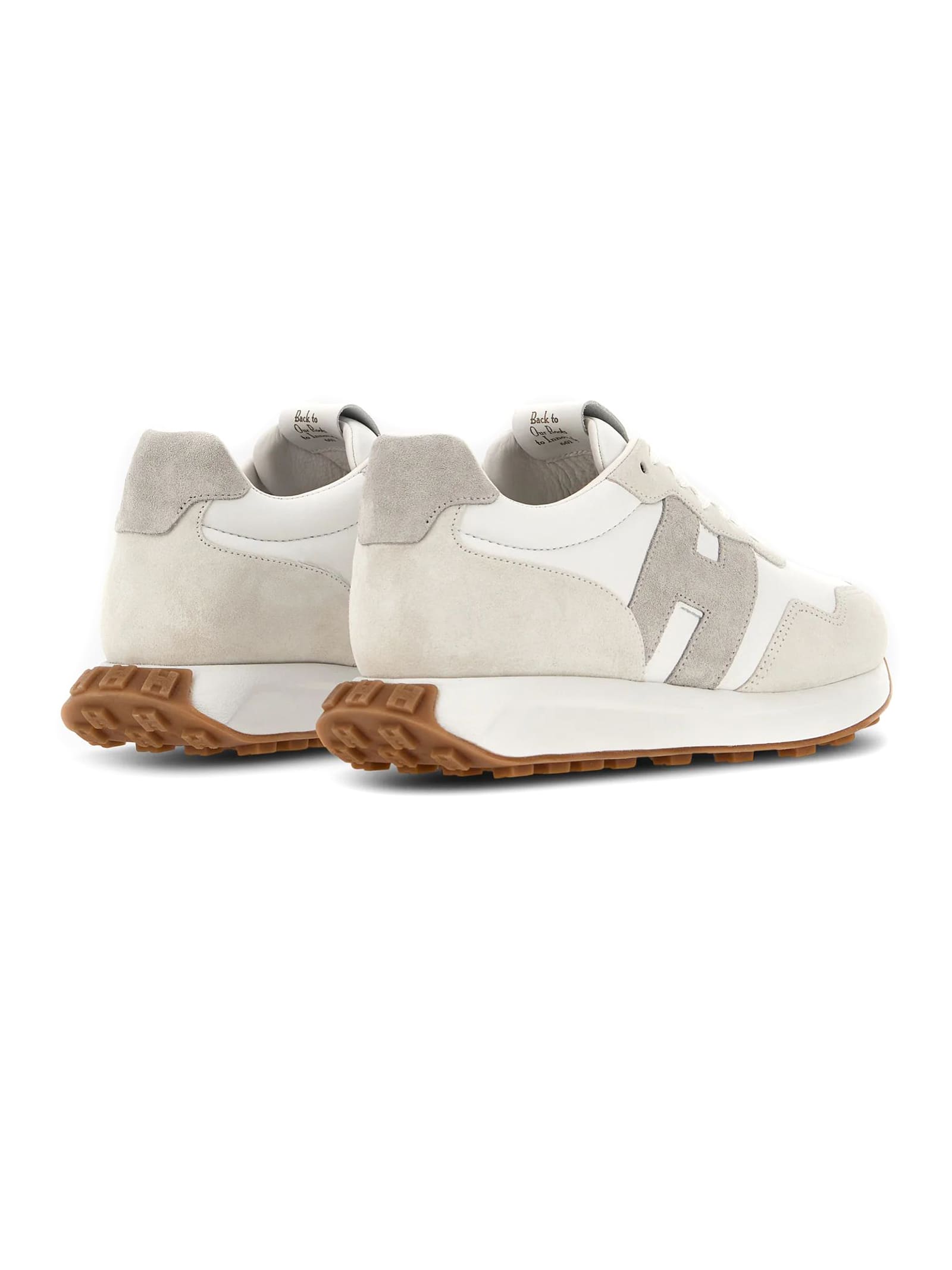 Hogan 'h602' Leather Sneakers Featuring Suede Panels In White