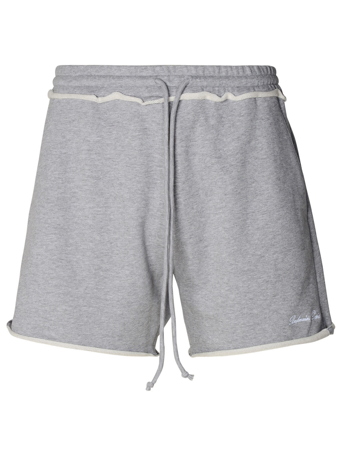 Shop Balmain Grey Cotton Bermuda Shorts