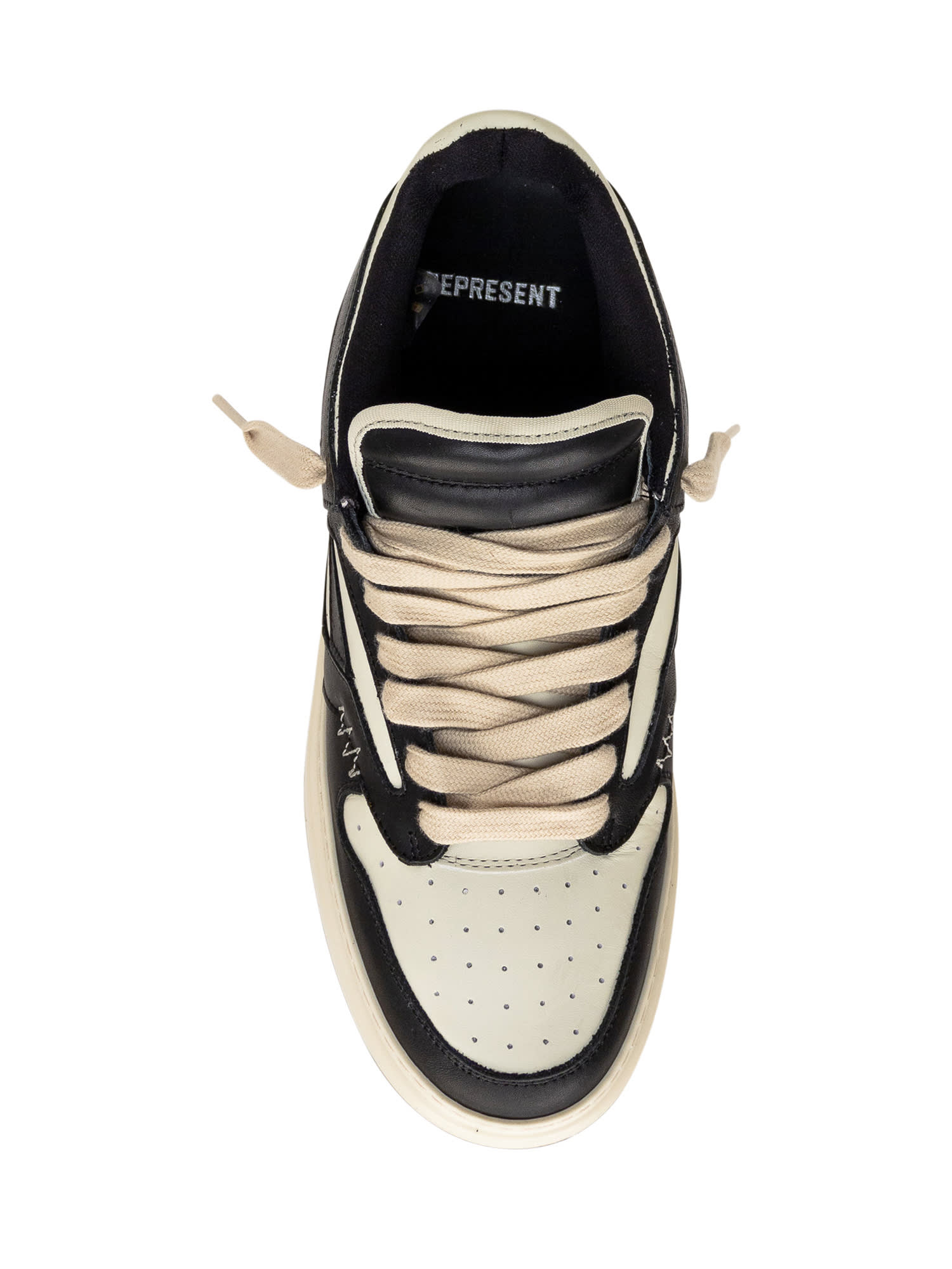 Shop Represent Reptor Low Sneaker In Black/vintage White