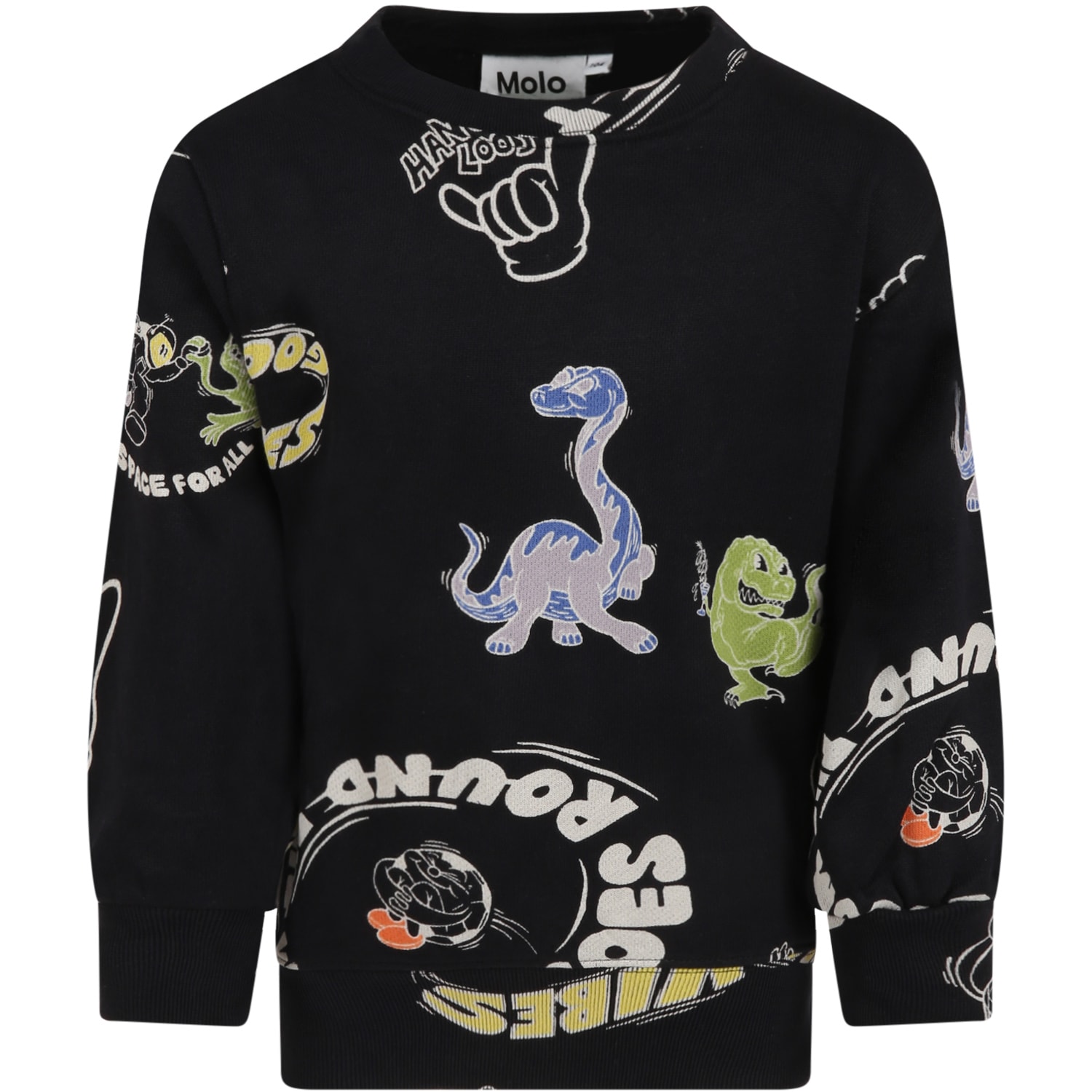 Molo Black Sweatshirt For Boy With Prints