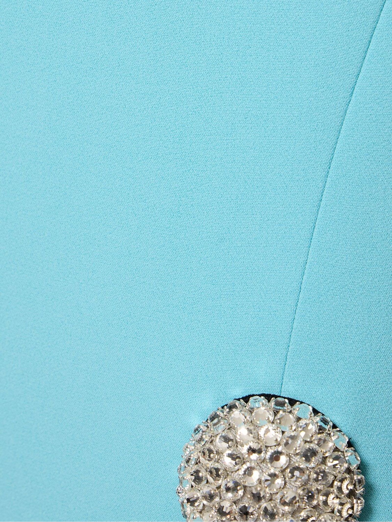 Shop David Koma Crystal Ball One Shoulder Midi Dress In Blue