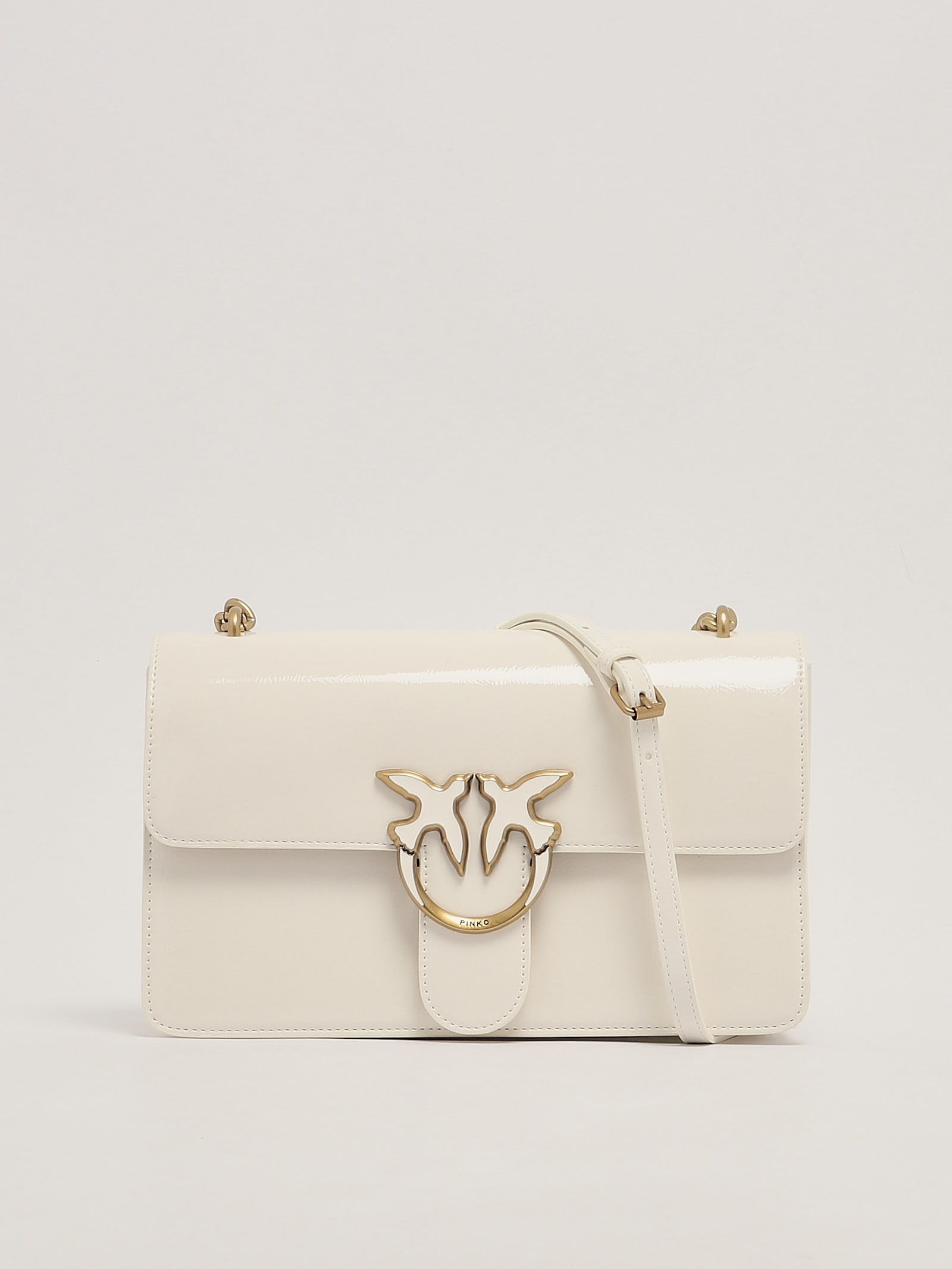 Shop Pinko Love One Classic Light Clutch In Bianco