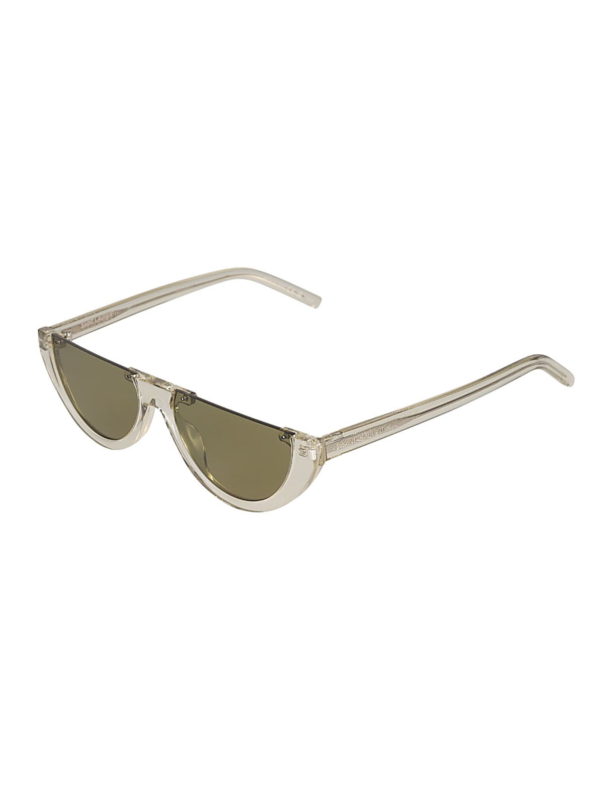 Saint Laurent Straight Top Transparent Sunglasses In Green
