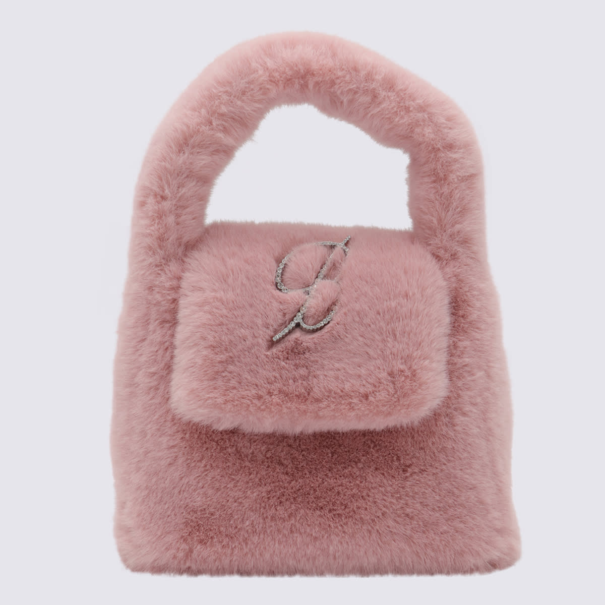 Chalk Pink Faux Fur Monogram B Bag