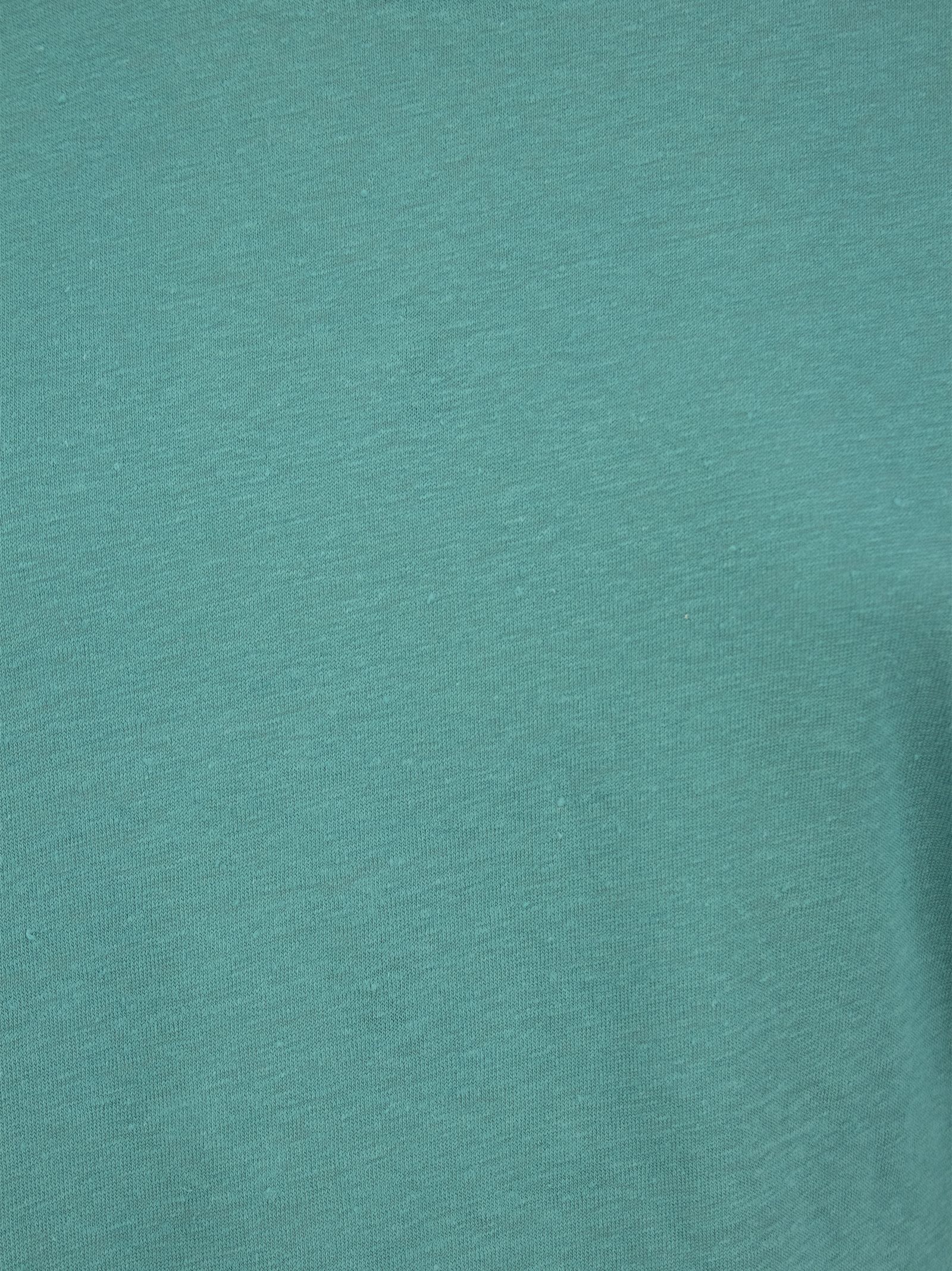 Shop Majestic Crew-neck T-shirt In Linen And Short Sleeve In Turquoise