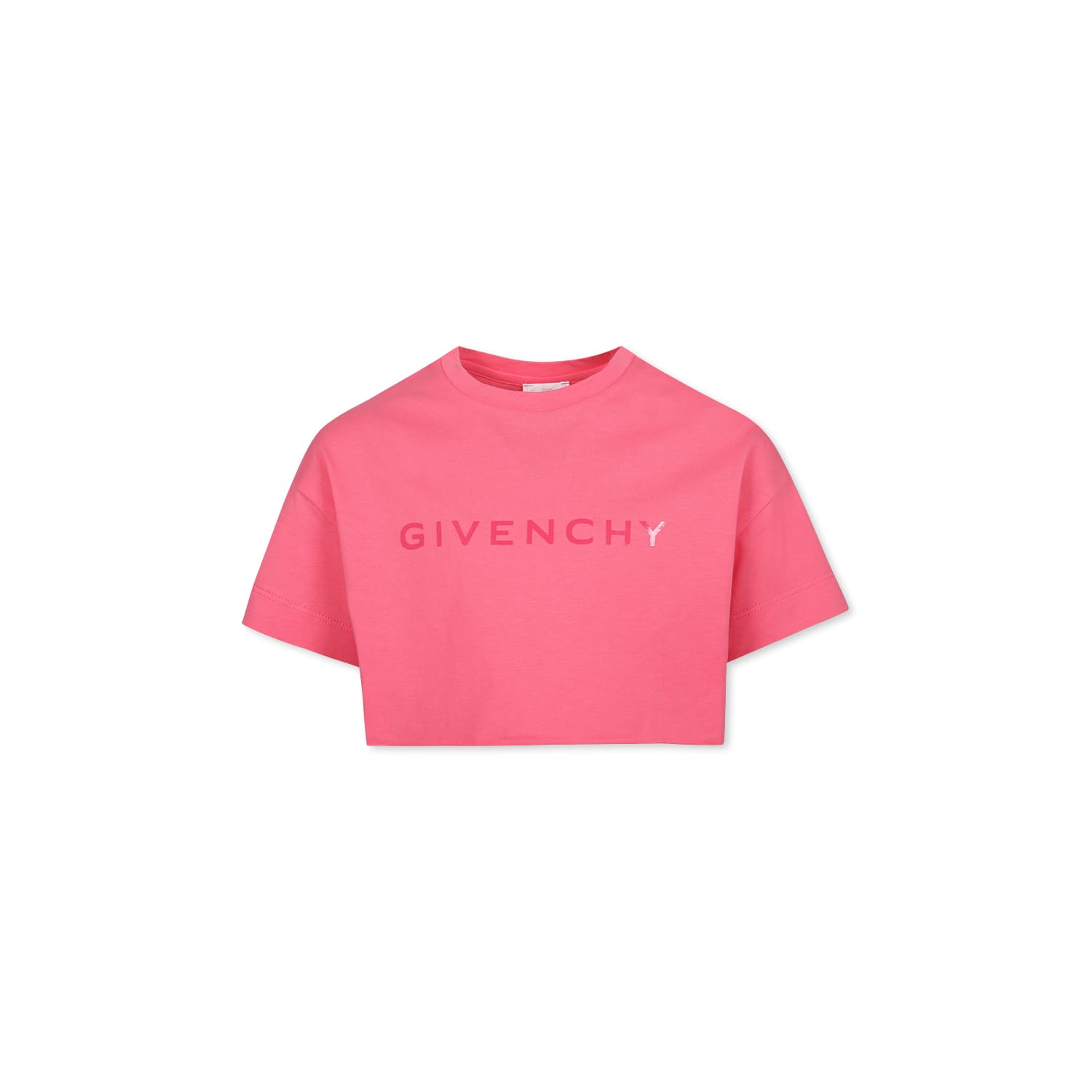 Givenchy Pink Crop Sweatshirt For Girl With Logo In Pink