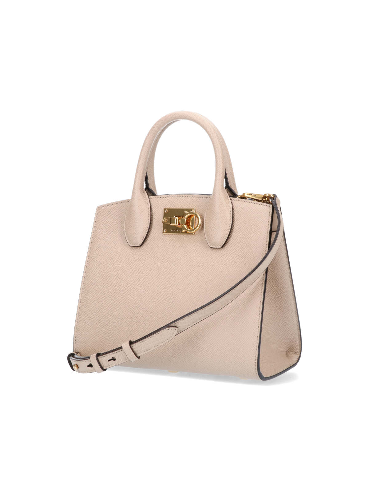 Shop Ferragamo Studio Box S Handbag In Taupe