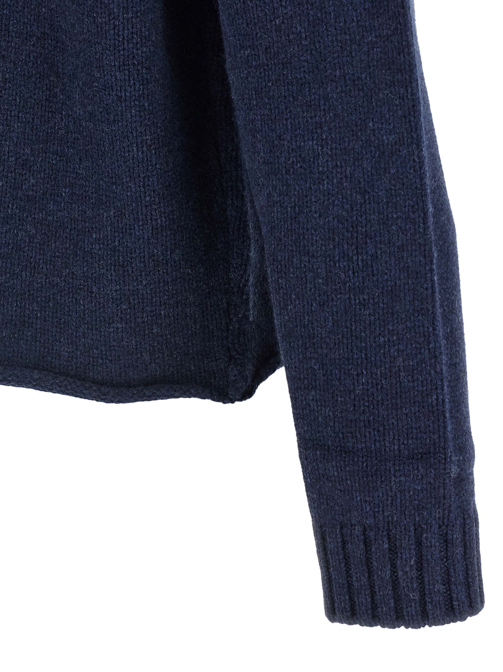 Jw Anderson J. W. Anderson Zip-up Hooded Sweater With Contrasting Logo In Blue