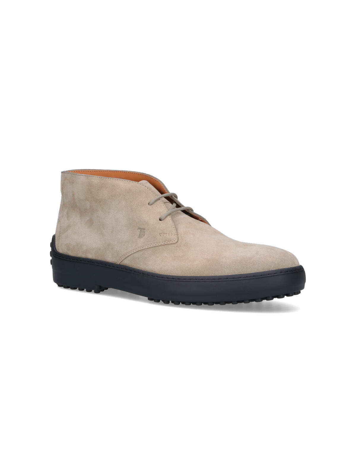 Tod's Suede Ankle Boots With Textured Rubber Sole In Neutral