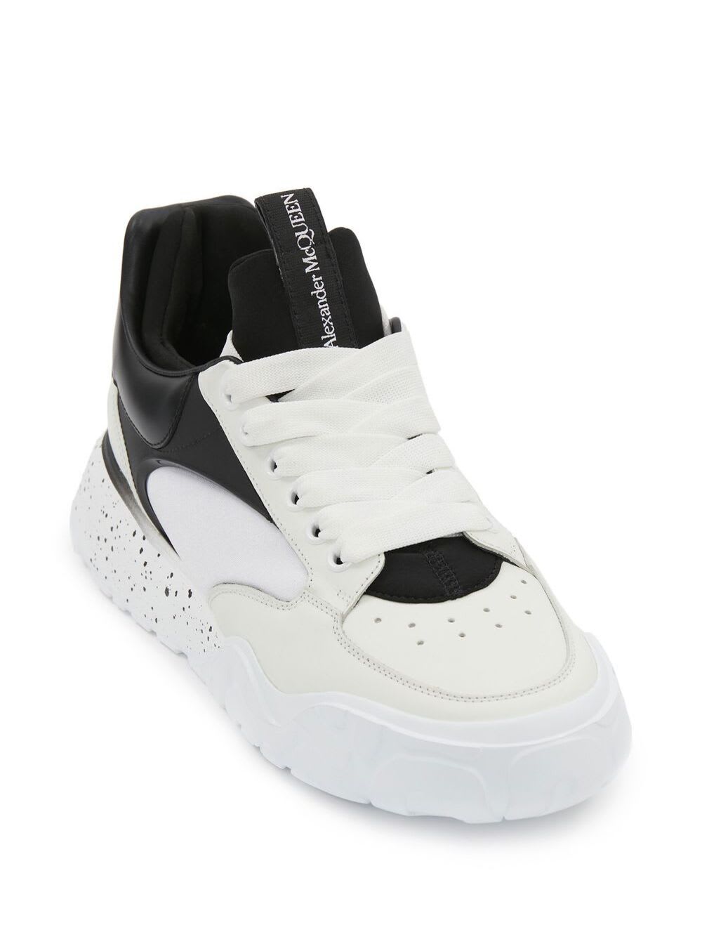 Shop Alexander Mcqueen Court Tech Black And White Panelled Sneakers In Leather Man