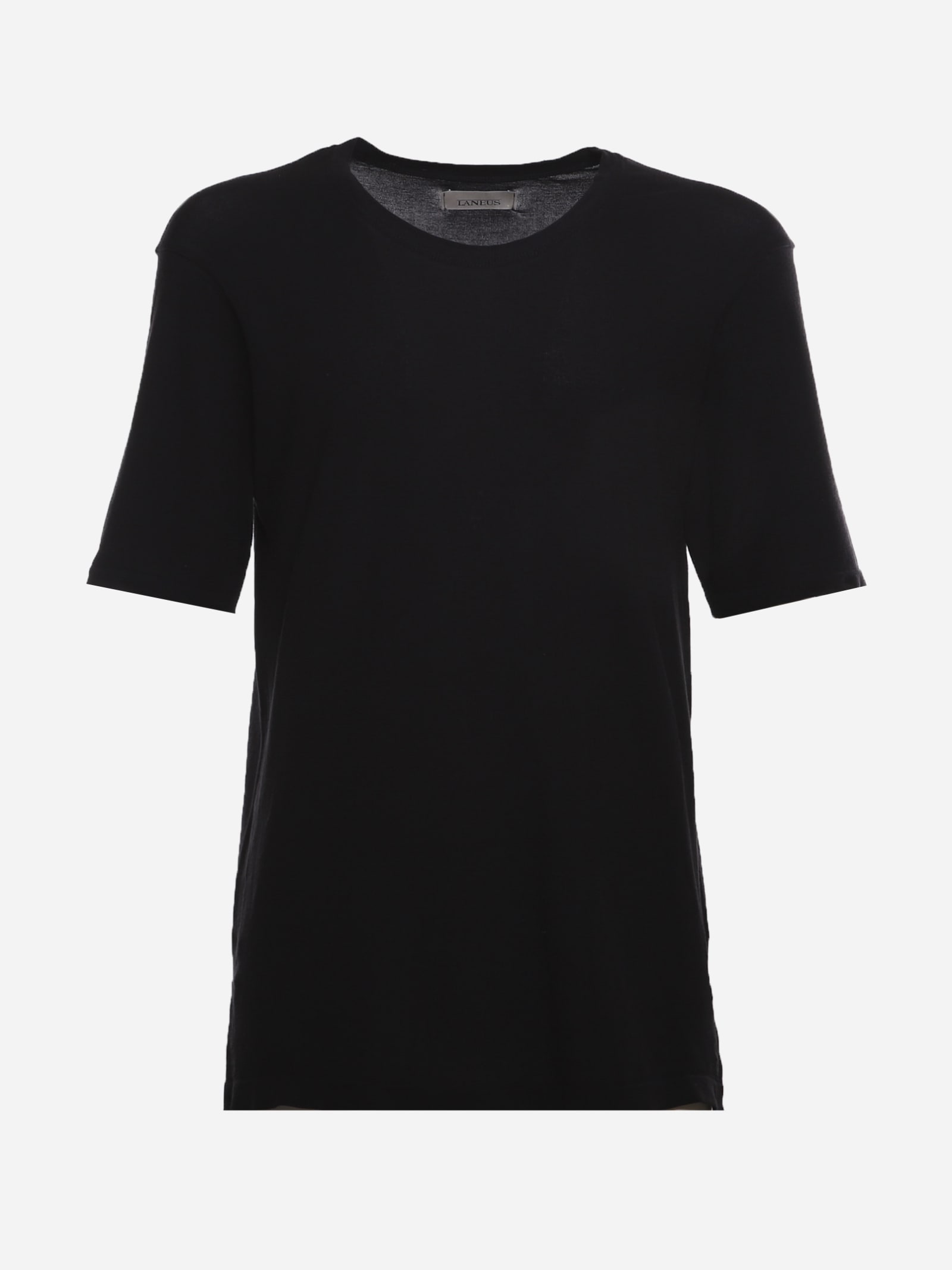 Laneus Cotton Jersey Crewneck T-shirt In Black