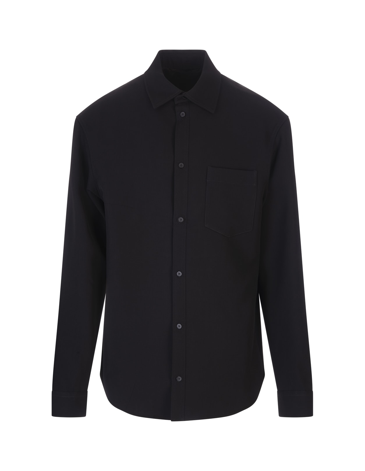 Balenciaga Man Black Wool Gabardine Shirt Jacket