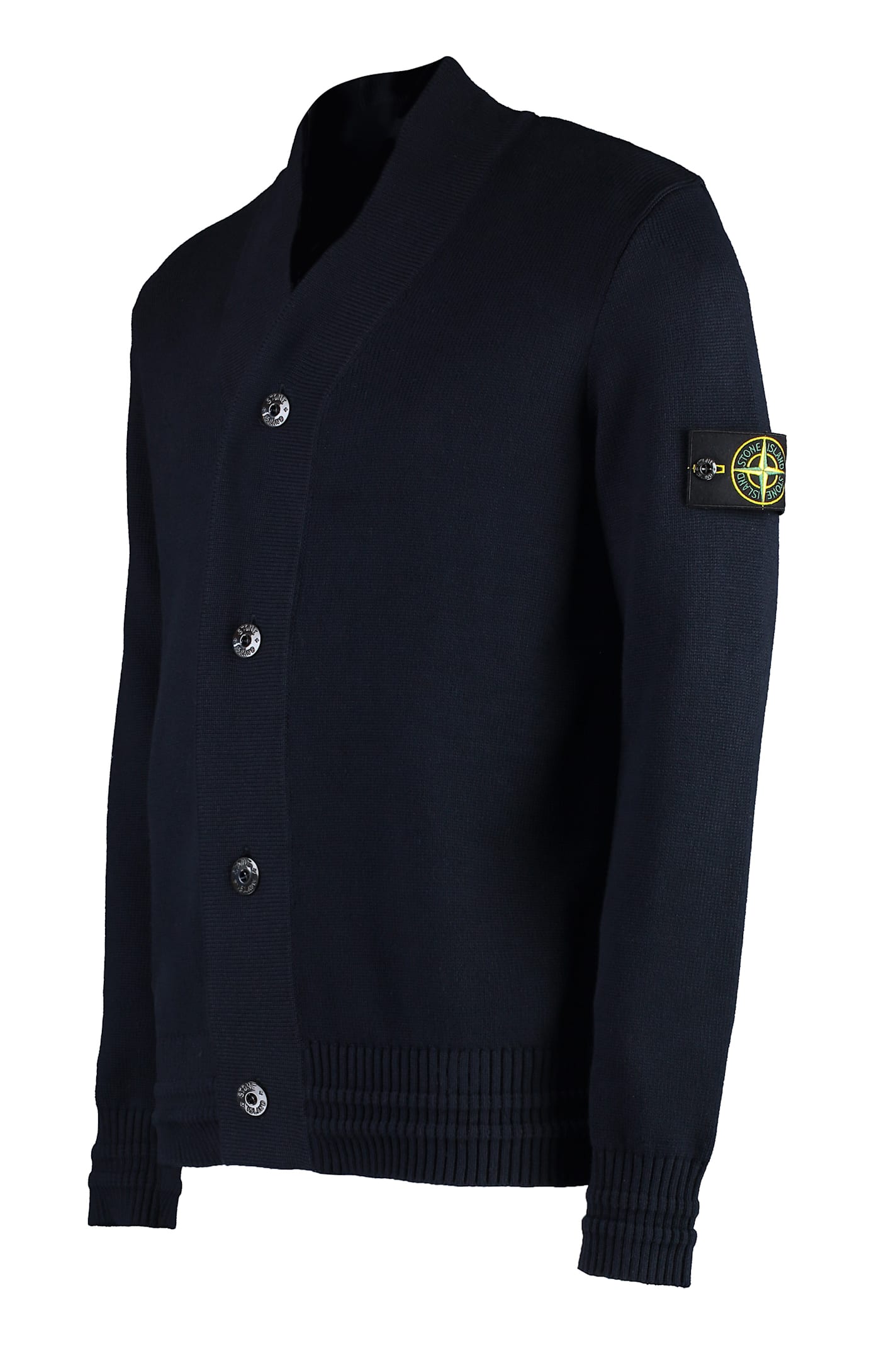 Shop Stone Island Cotton-blend Cardigan In Blue