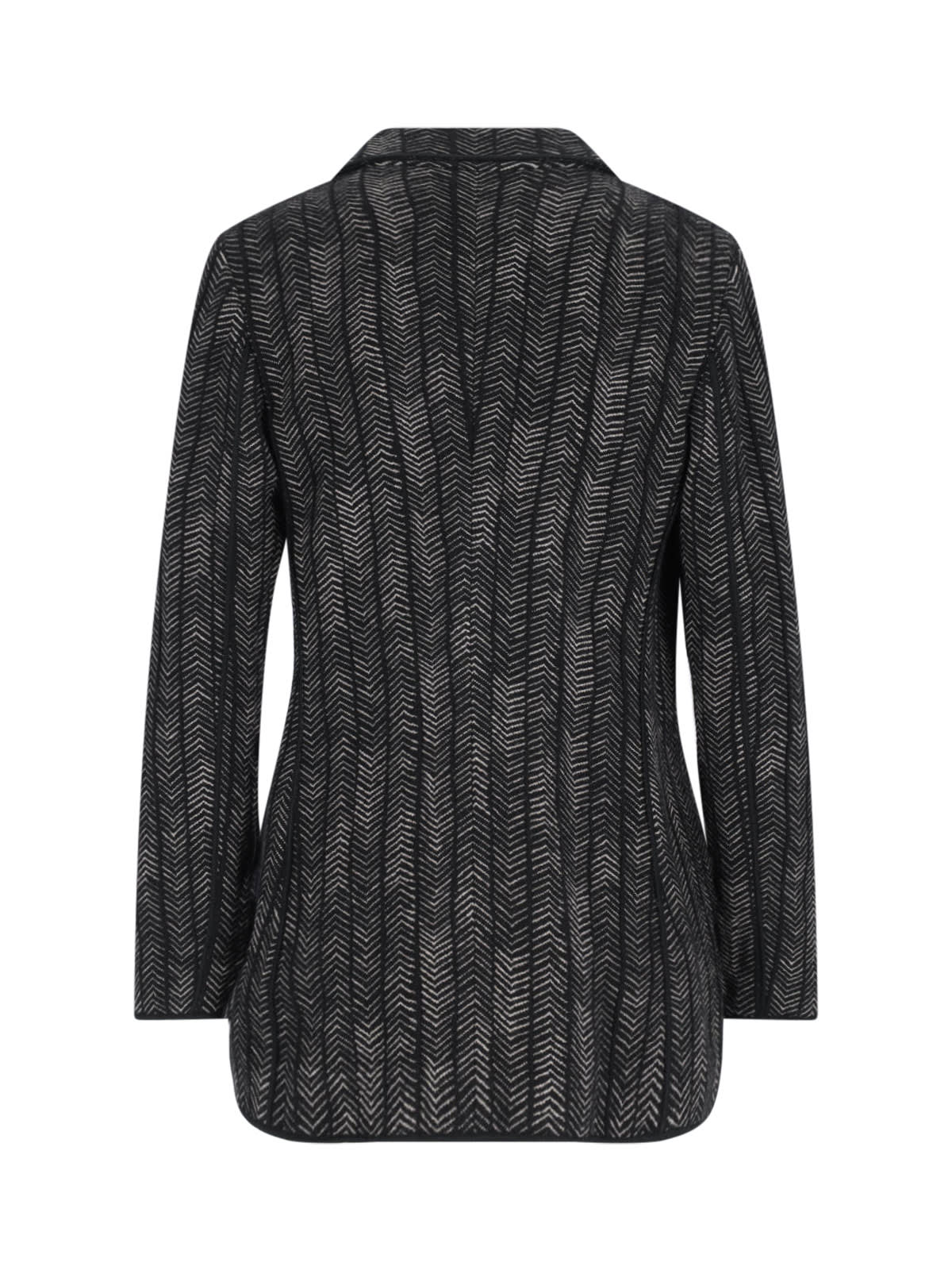 Giorgio Armani Tailored Jacket With Patterned Notched Lapels In Black