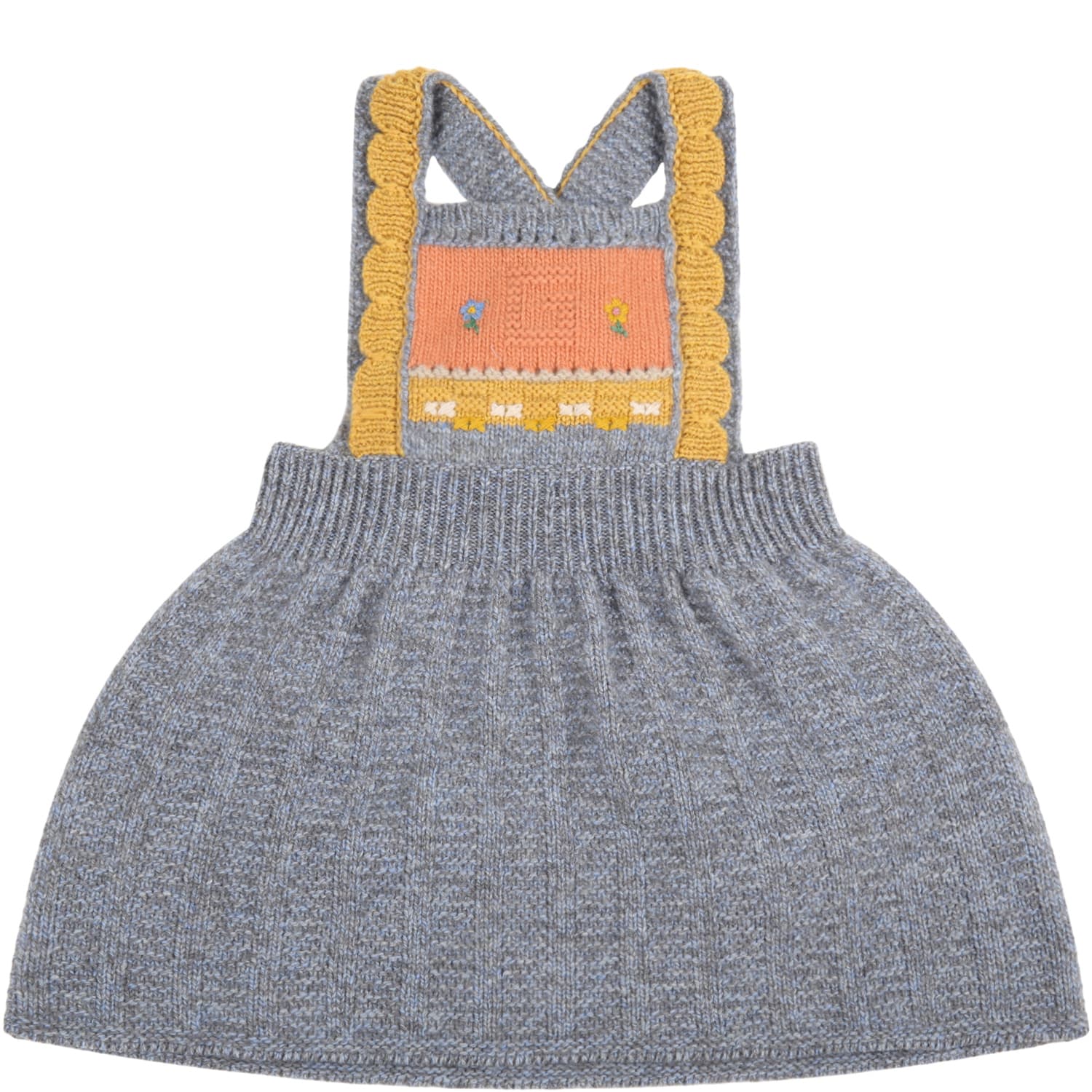 Gucci Gray Dress For Baby Girl With Logo