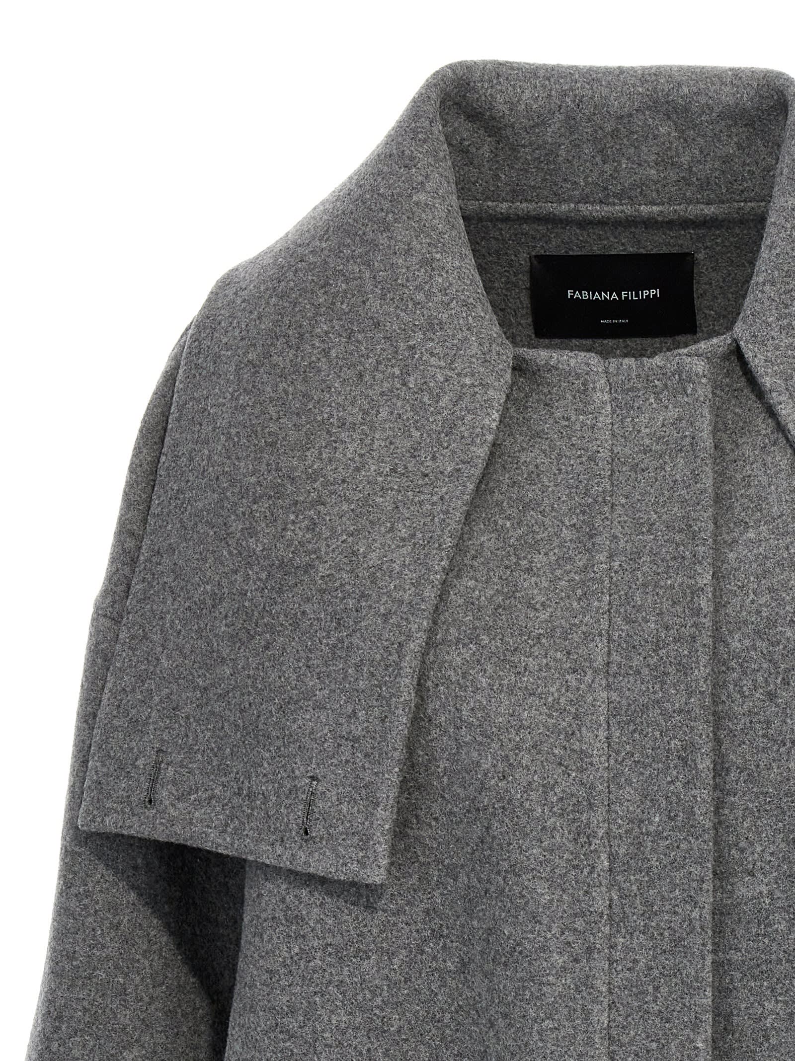 Shop Fabiana Filippi Wool Coat In Gray