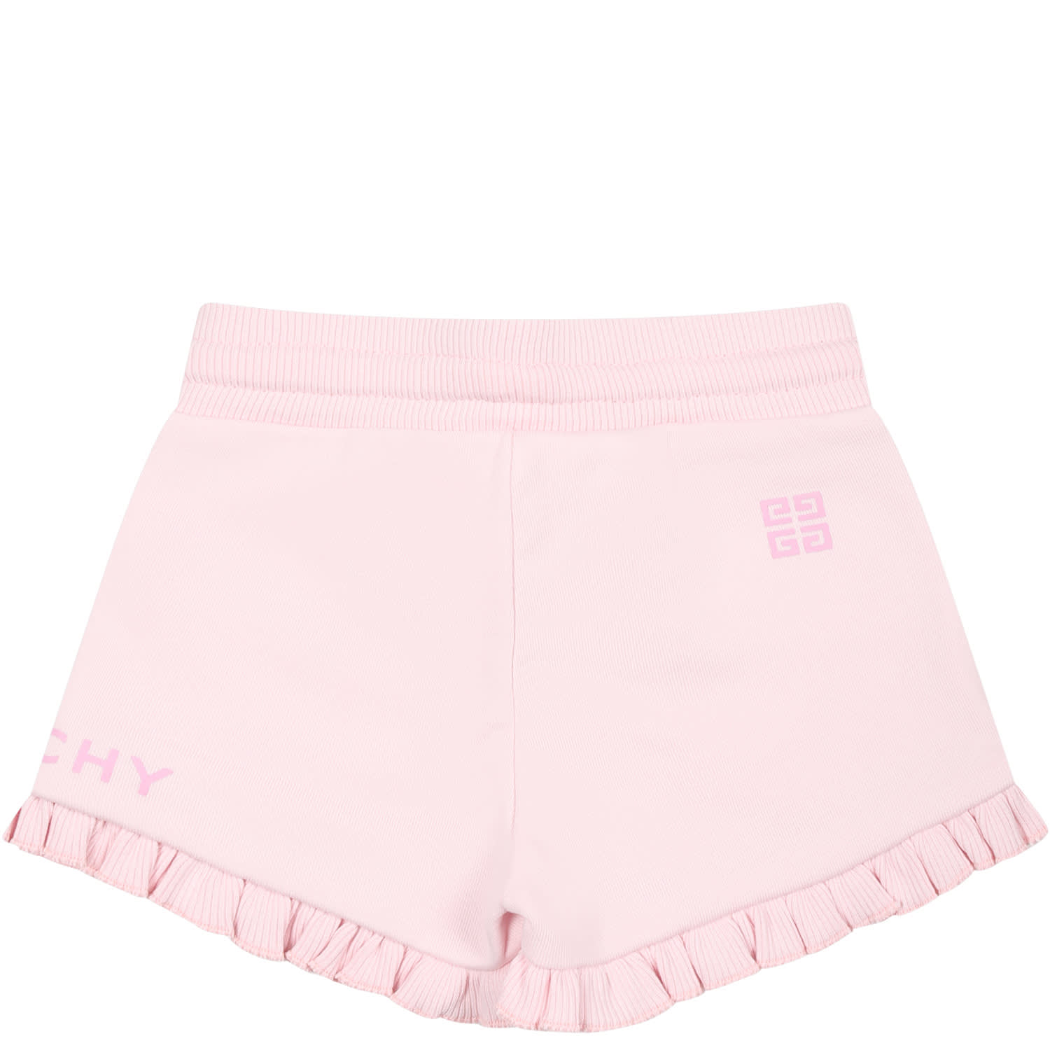 Shop Givenchy Pink Sports Shorts For Baby Girl With Logo In Rosa