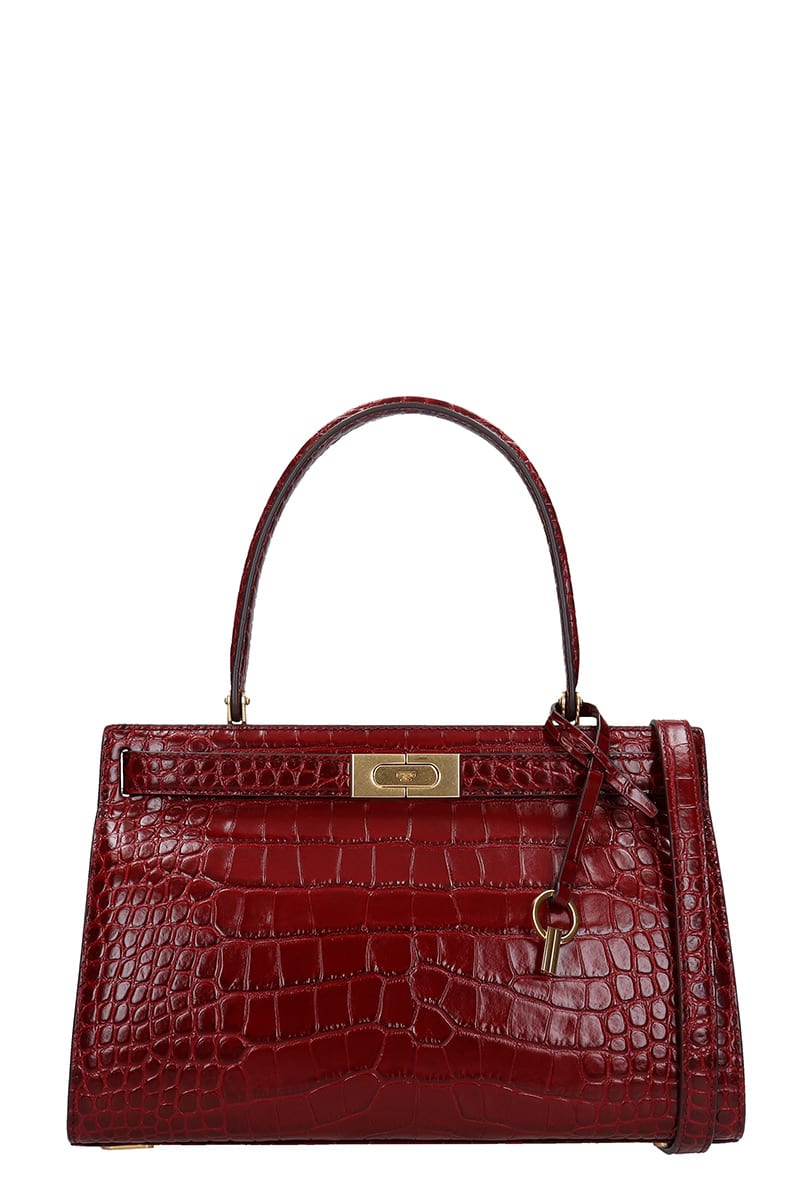 Tory Burch Lee Radzwill Hand Bag In Bordeaux Leather