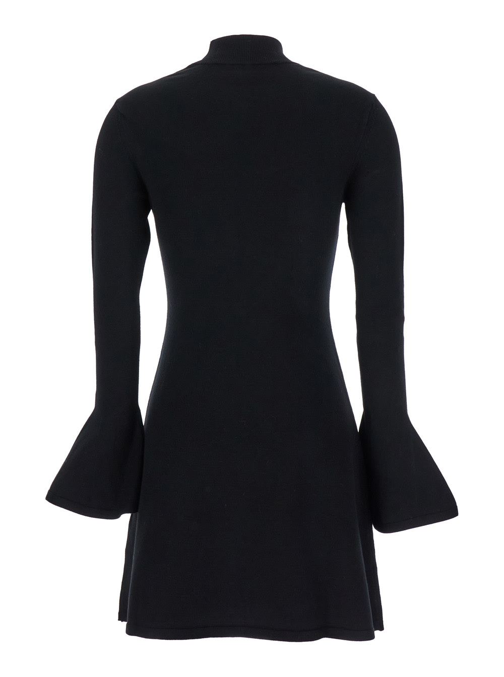 Shop Federica Tosi Black Mini Dress With High Neck And Cut-out Detail On Viscose Blend Woman