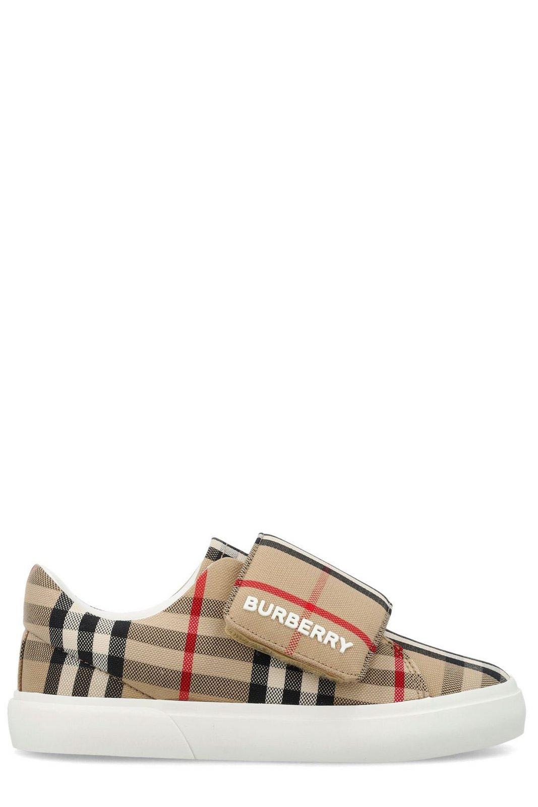 Burberry Kids' James Checked Logo Printed Touch-strap Sneakers