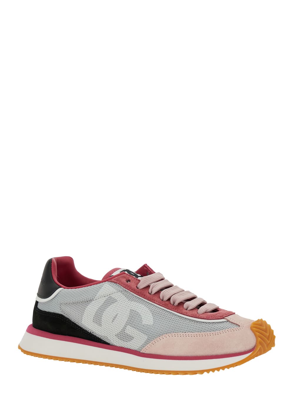 Shop Dolce & Gabbana Aria Multicolor Running Sneakers With Logo Detail In Suede And Tech Fabric Woman