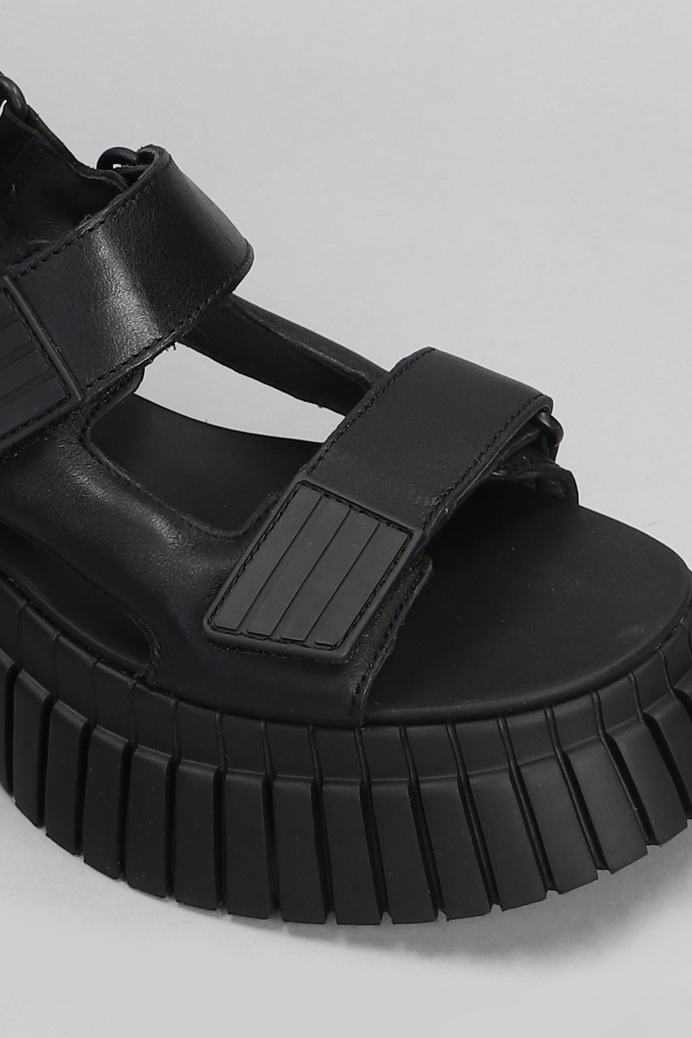 Shop Camper Bcn Sandals In Black Leather