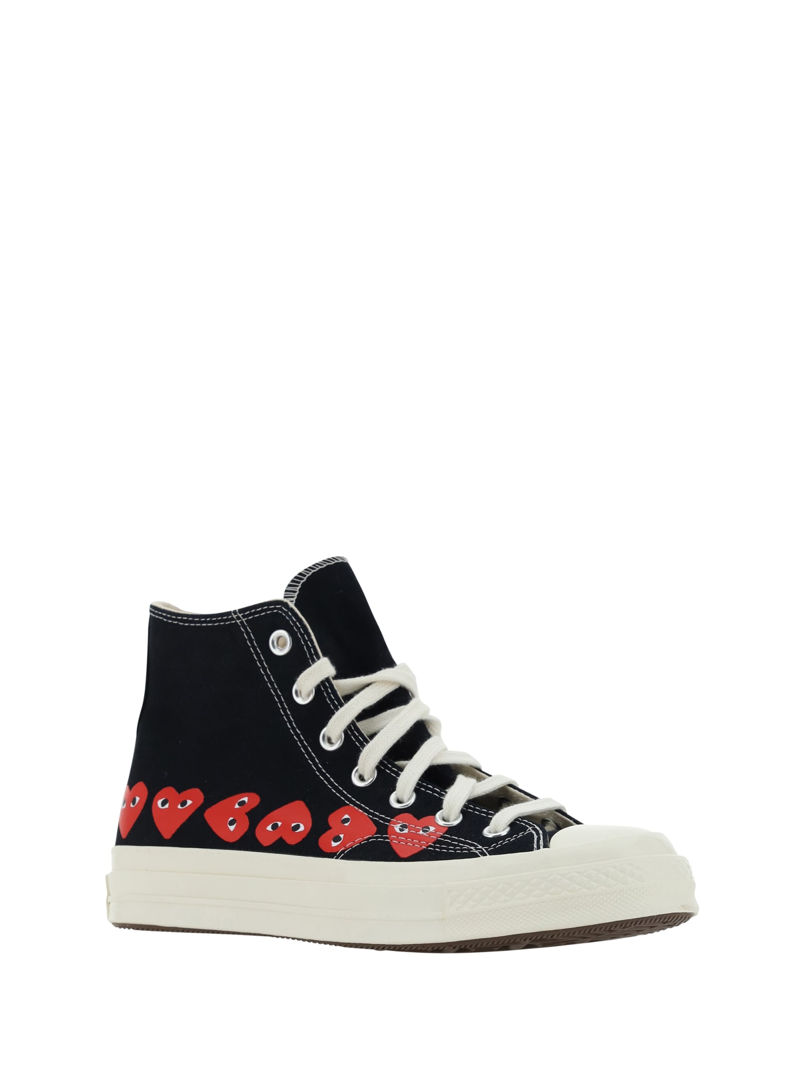 Shop Comme Des Garçons Play Multi Heart High Sneakers In Black