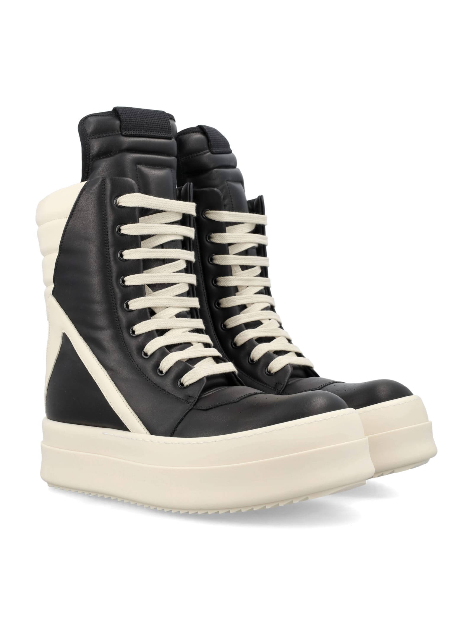 Shop Rick Owens Mega Geobasket Sneakers In Black White