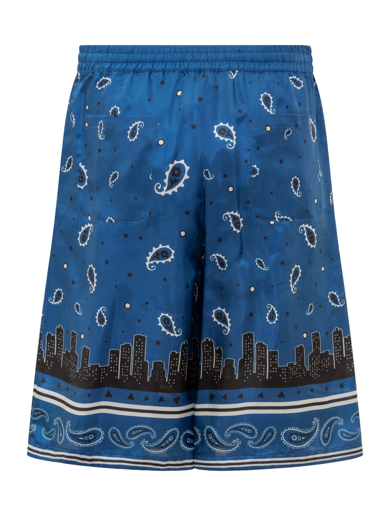 Shop Off-white Shorts With Bandana Motif. In Nautical Blue