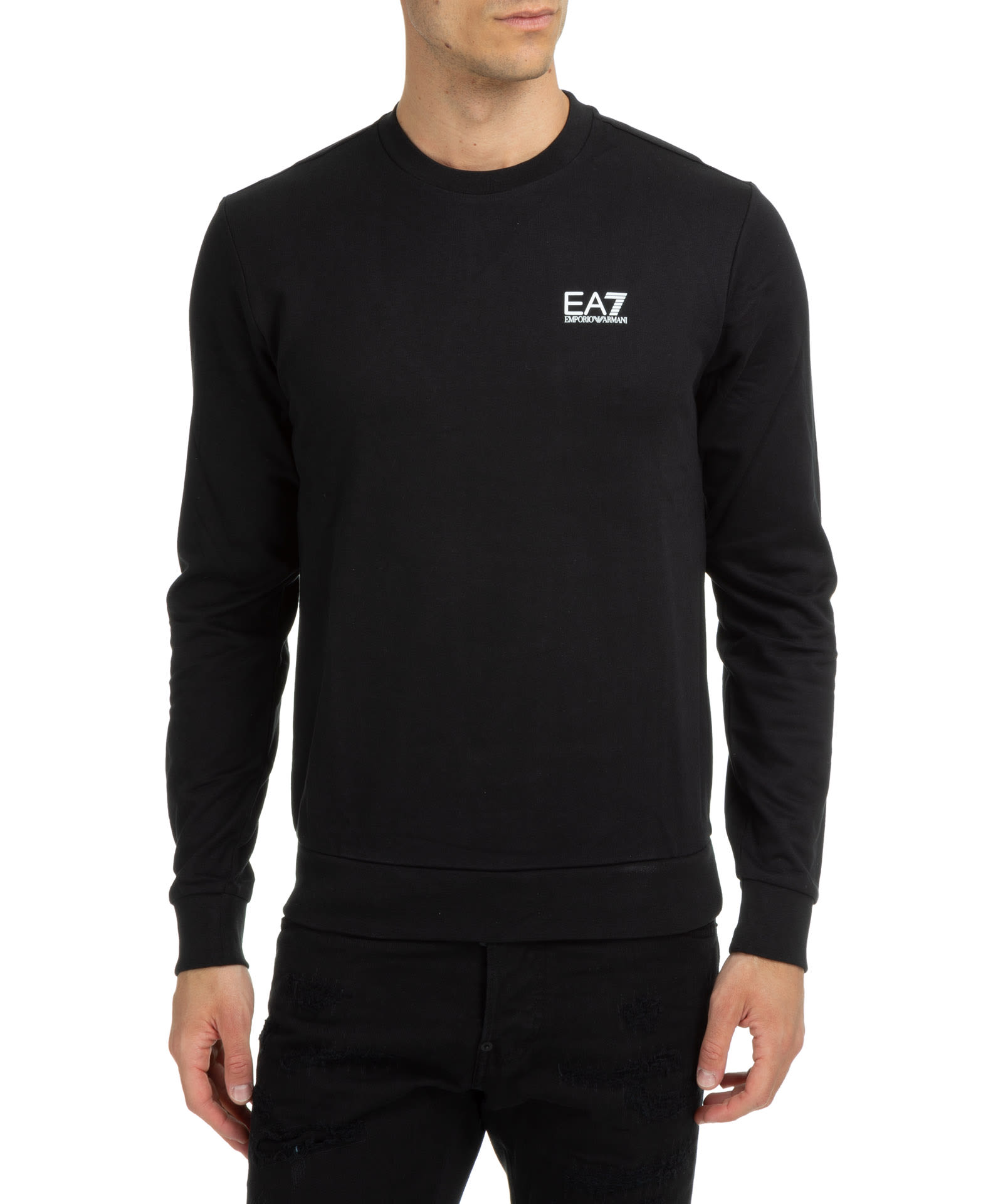 Ea7 Cotton Sweatshirt In Black
