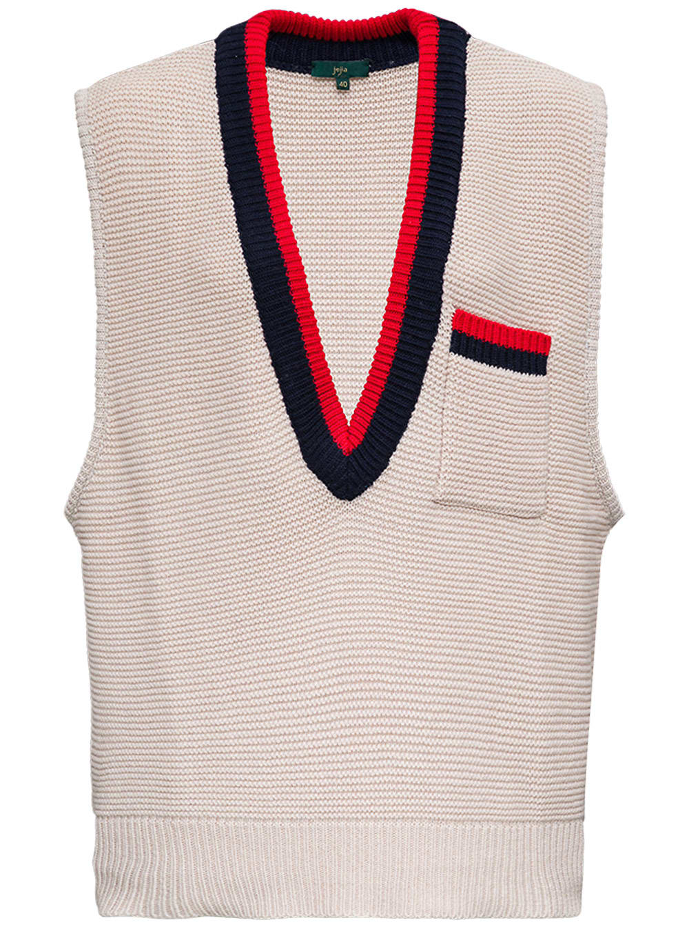 Jejia Beige Wool Blend Vest With Contrasting Profiles