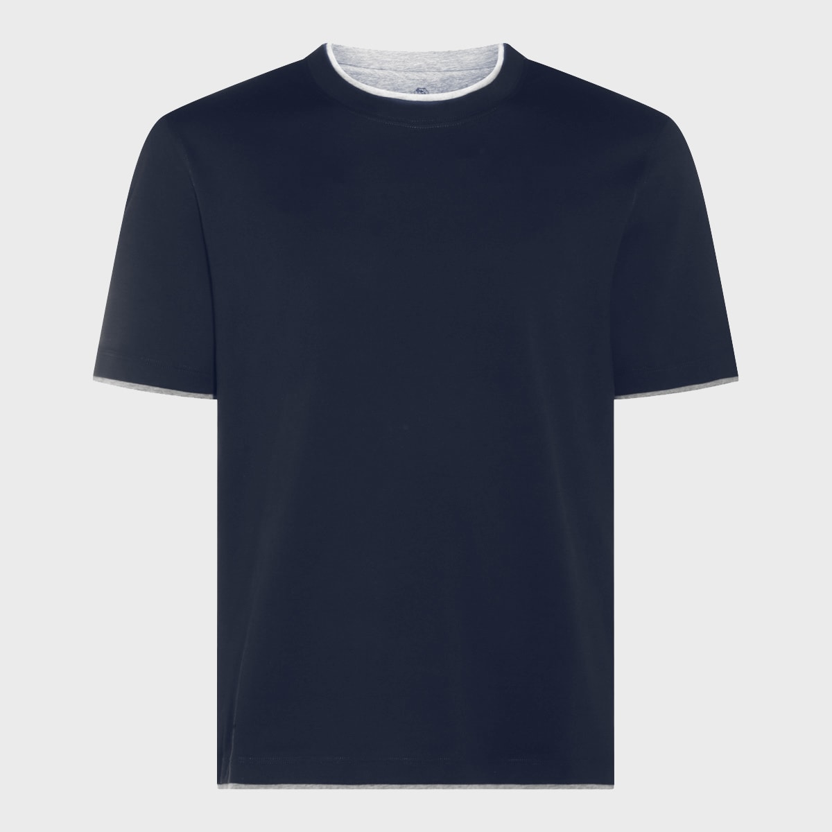 Shop Brunello Cucinelli Dark Blue Silk And Cotton T-shirt