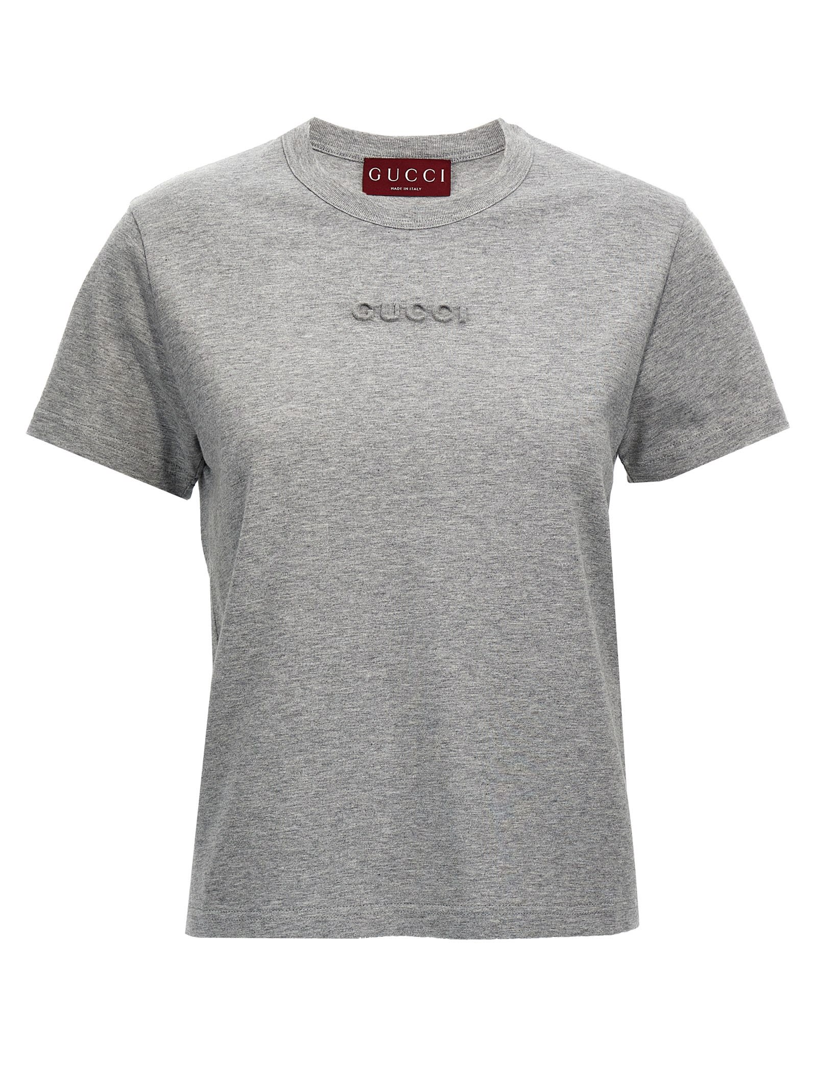 Shop Gucci Embossed Logo T-shirt In Gray