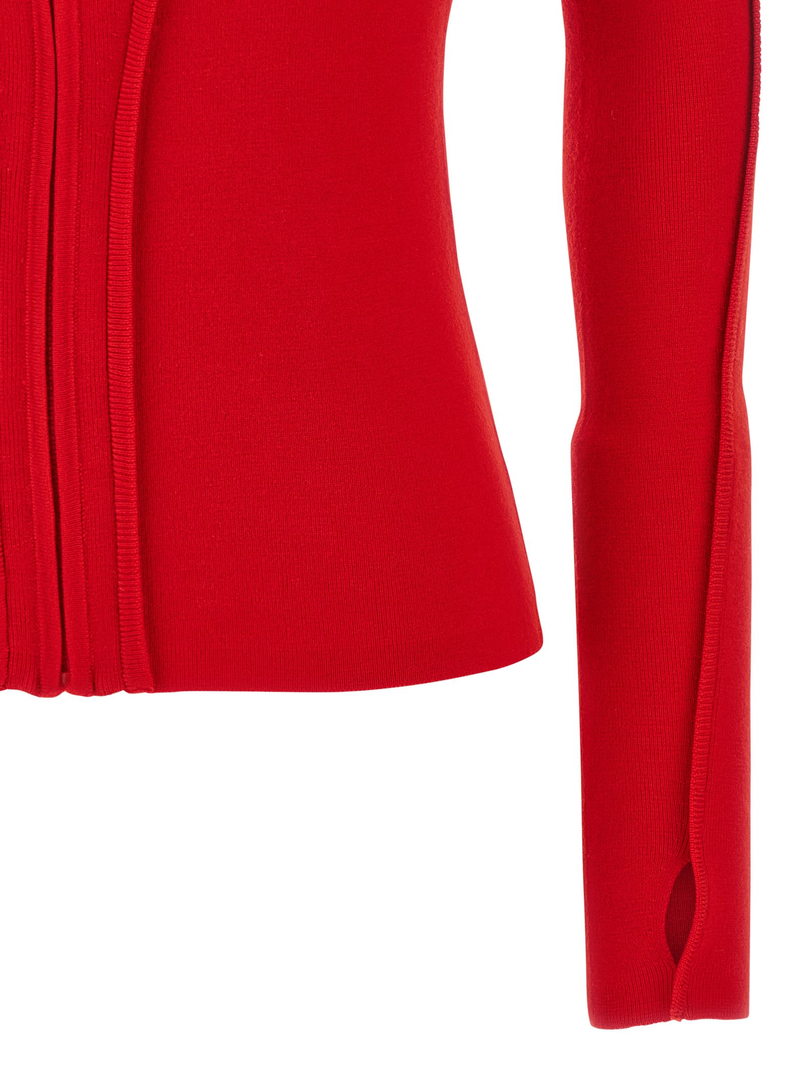 Victoria Beckham Piping Detail Hooded Top Bright Rose In Red