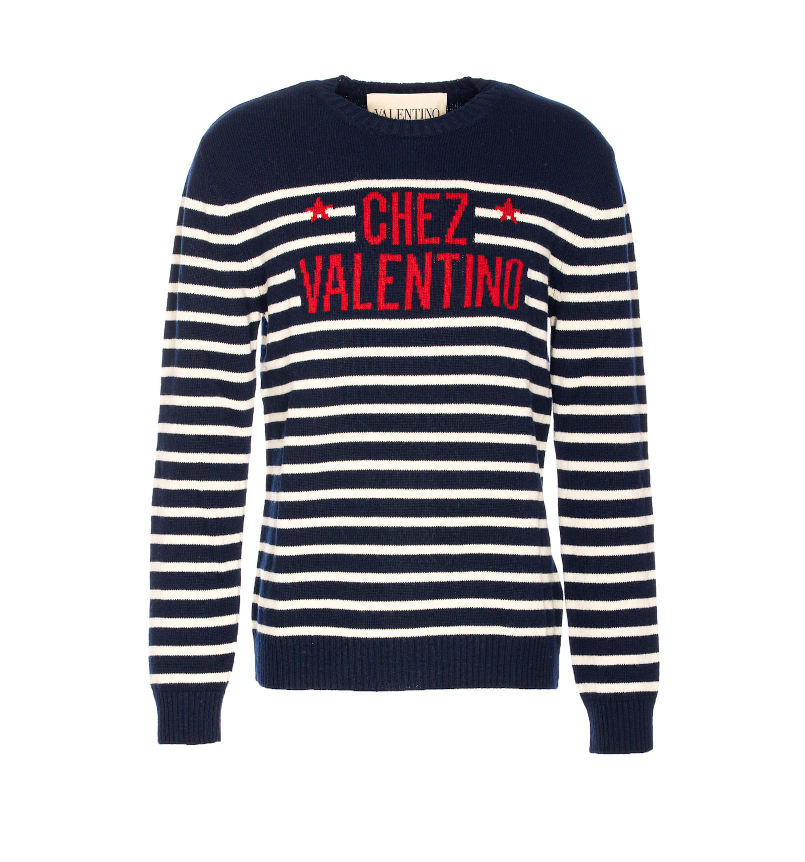 Valentino Garavani Crewneck Sweater With Bold Jacquard Motif In Black