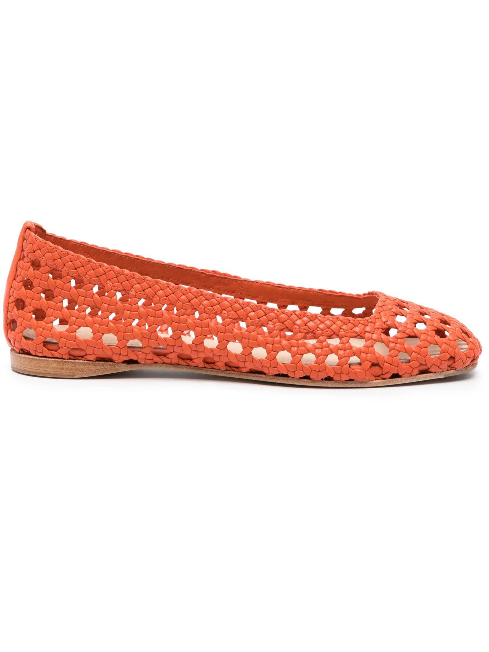 Paloma Barceló Orange Calf Leather Ballerina Shoes