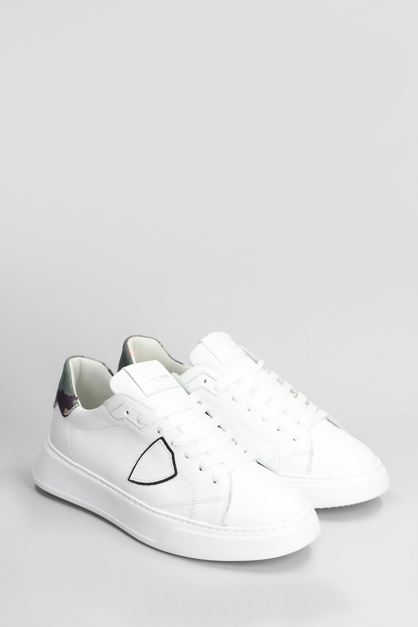 Shop Philippe Model Temple Low Sneakers In White Leather