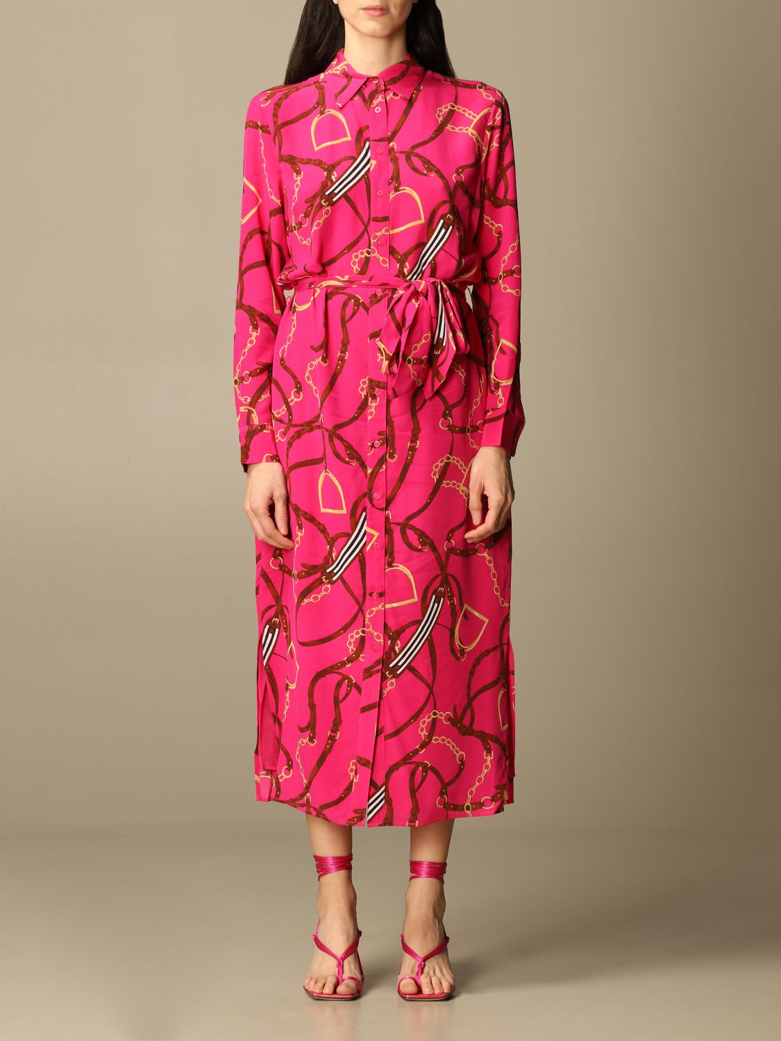 Ralph Lauren Lauren  Dress Lauren  Printed Midi Dress In Fuchsia