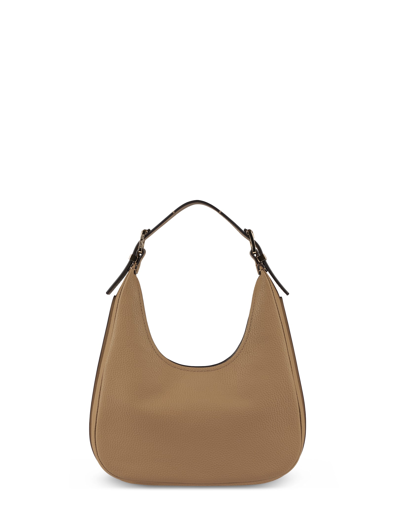 Michael Kors Nolita Beige Shoulder Bag With Logo Lettering On The Front In Hammered Leather Woman In Beige