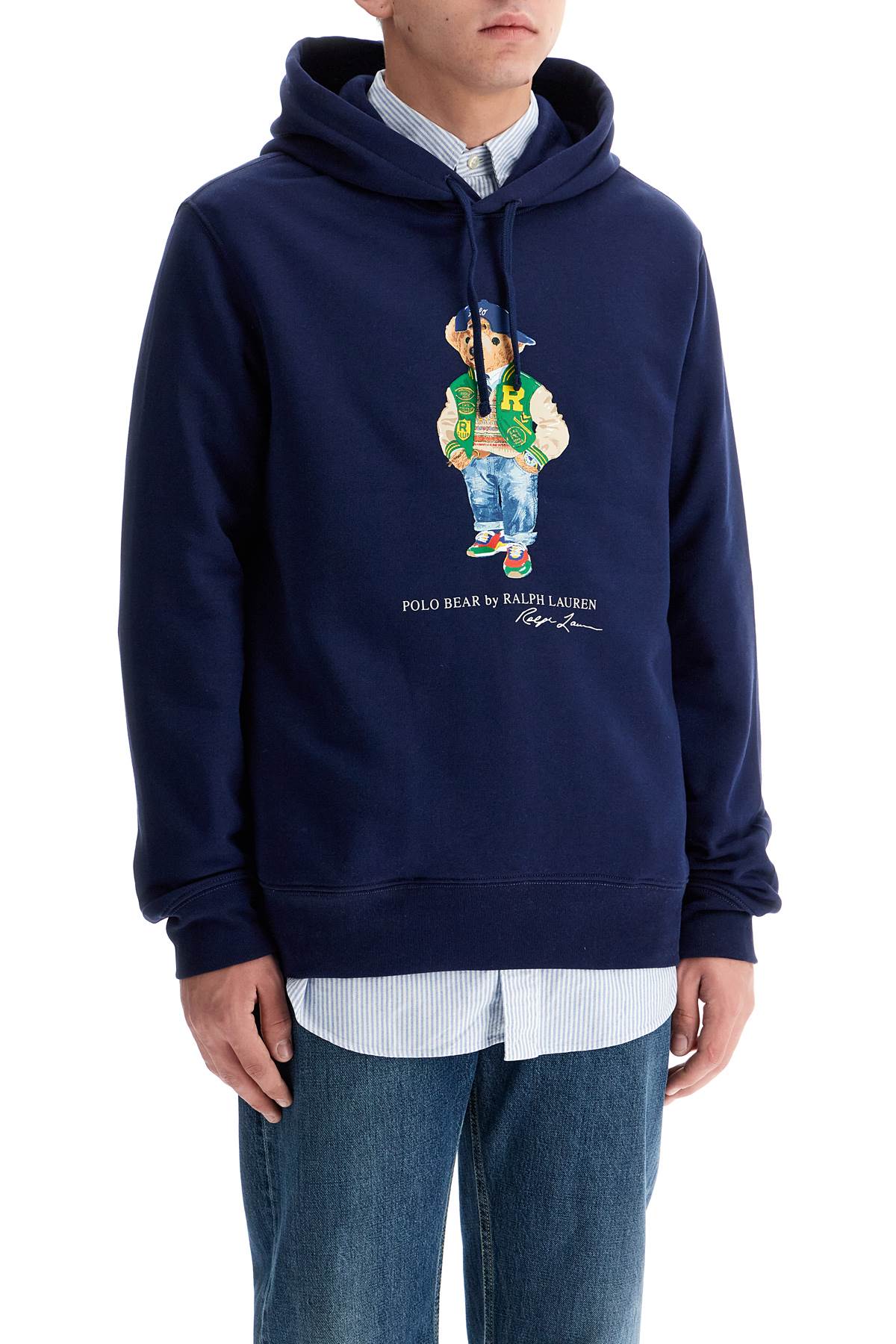 Shop Polo Ralph Lauren Polo Bear Hooded Sweatshirt In F24 Newport Navy Vrsy Bear (blue)