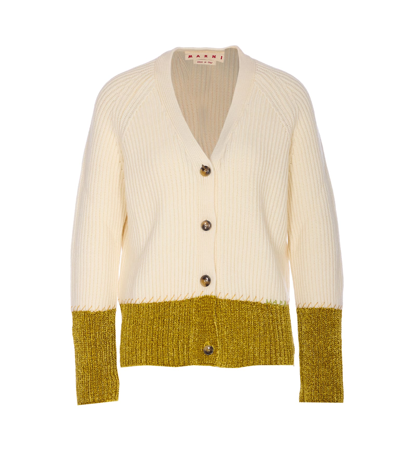 Marni Long-sleeved Cardigan In White