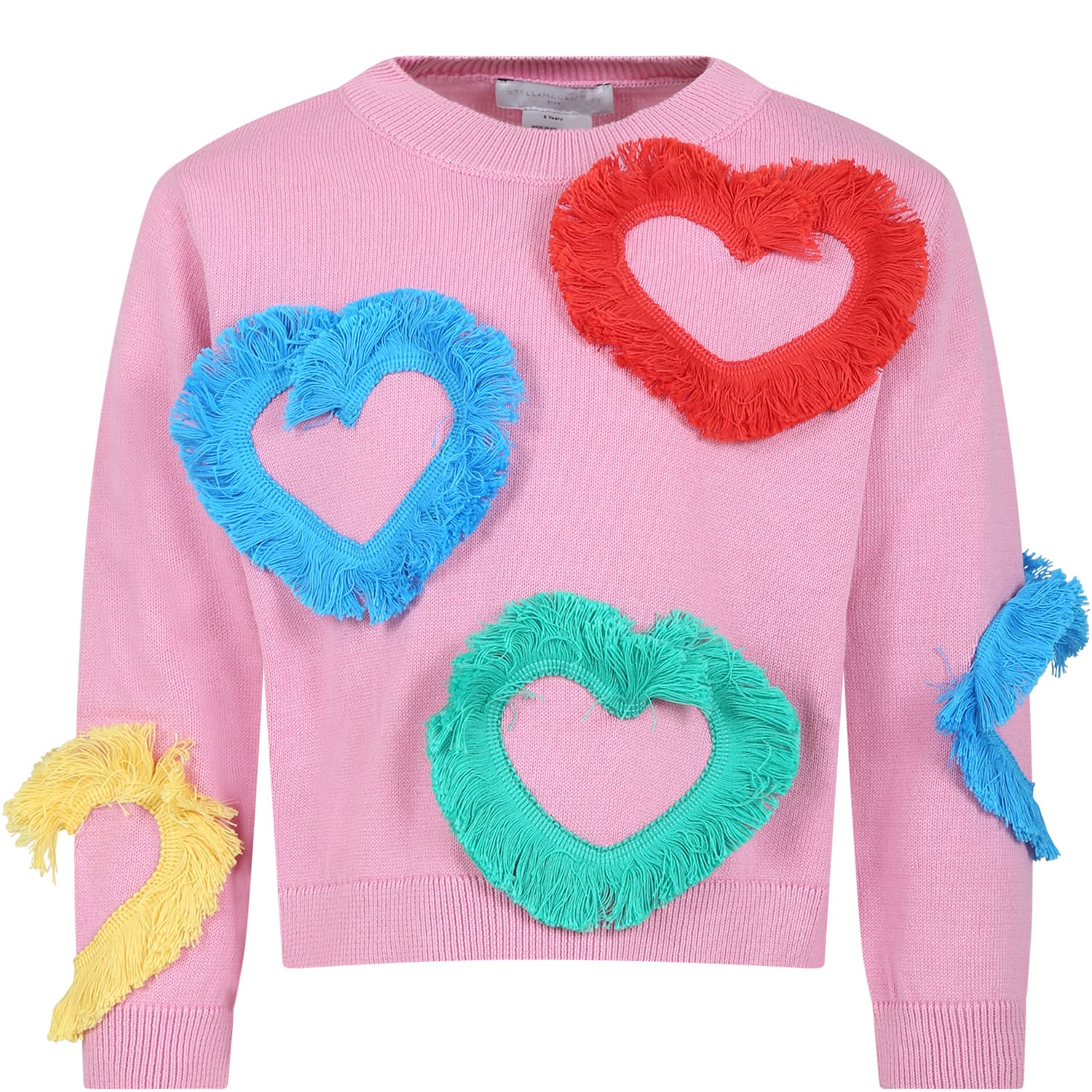 STELLA MCCARTNEY PINK SWEATER FOR GIRL WITH HEARTS