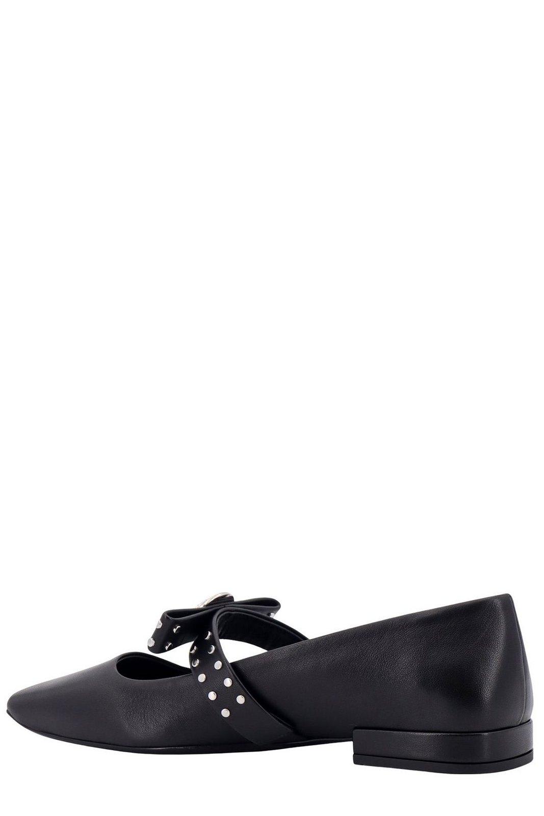 Shop Versace Gianni Ribbon Square-toe Ballet Flats In Black