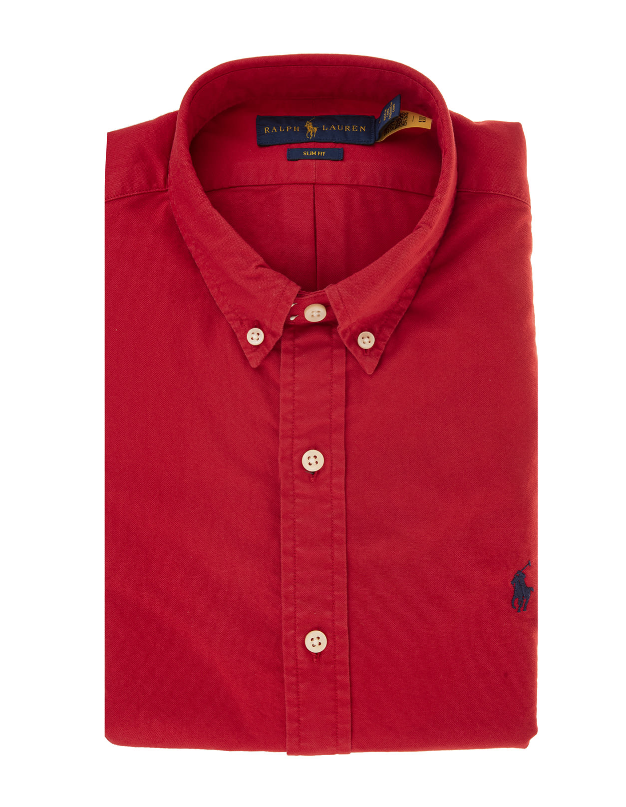 Ralph Lauren Man Slim Fit Red Shirt With Blue Pony