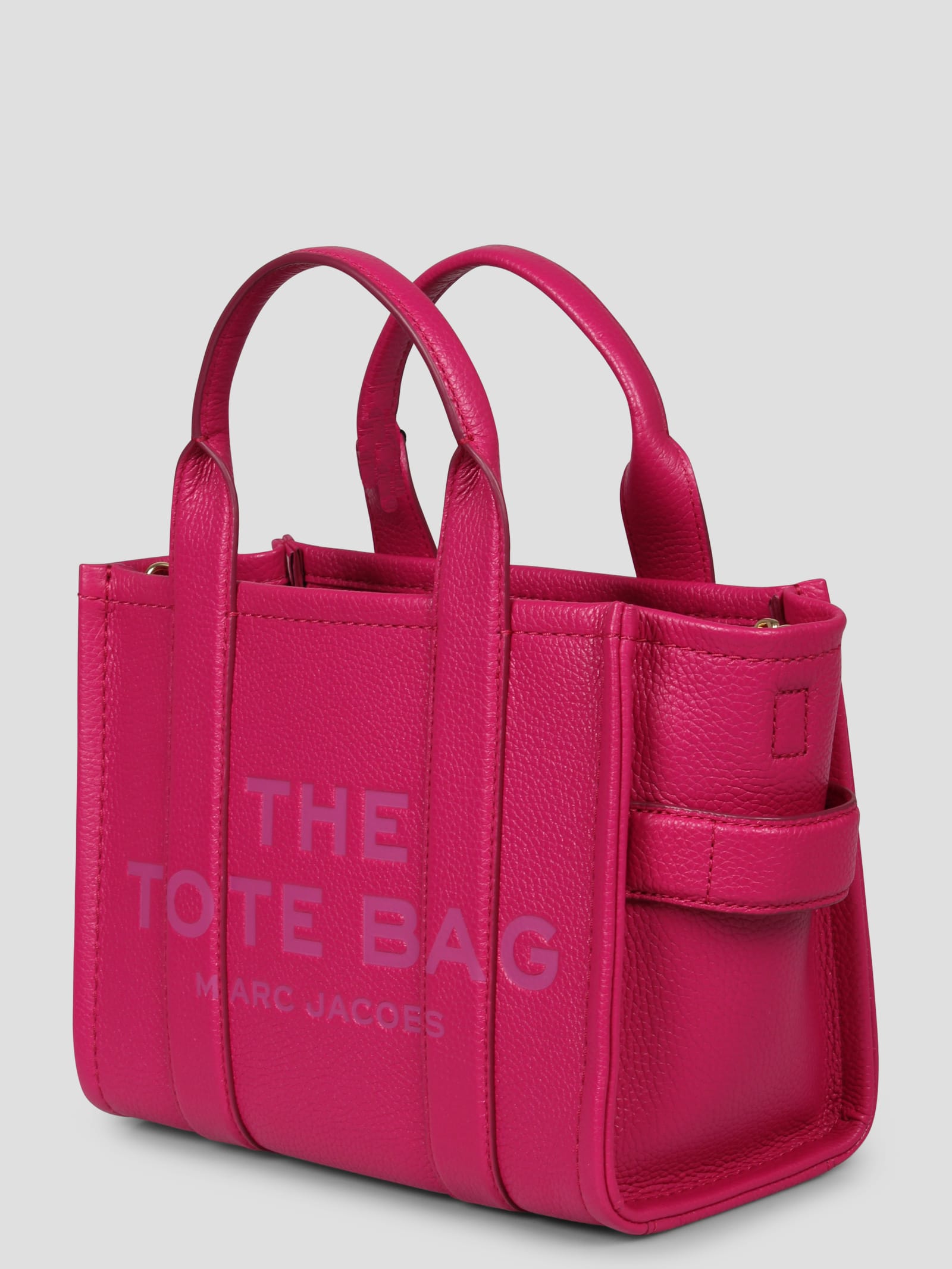 Shop Marc Jacobs The Leather Small Tote Bag In Pink & Purple