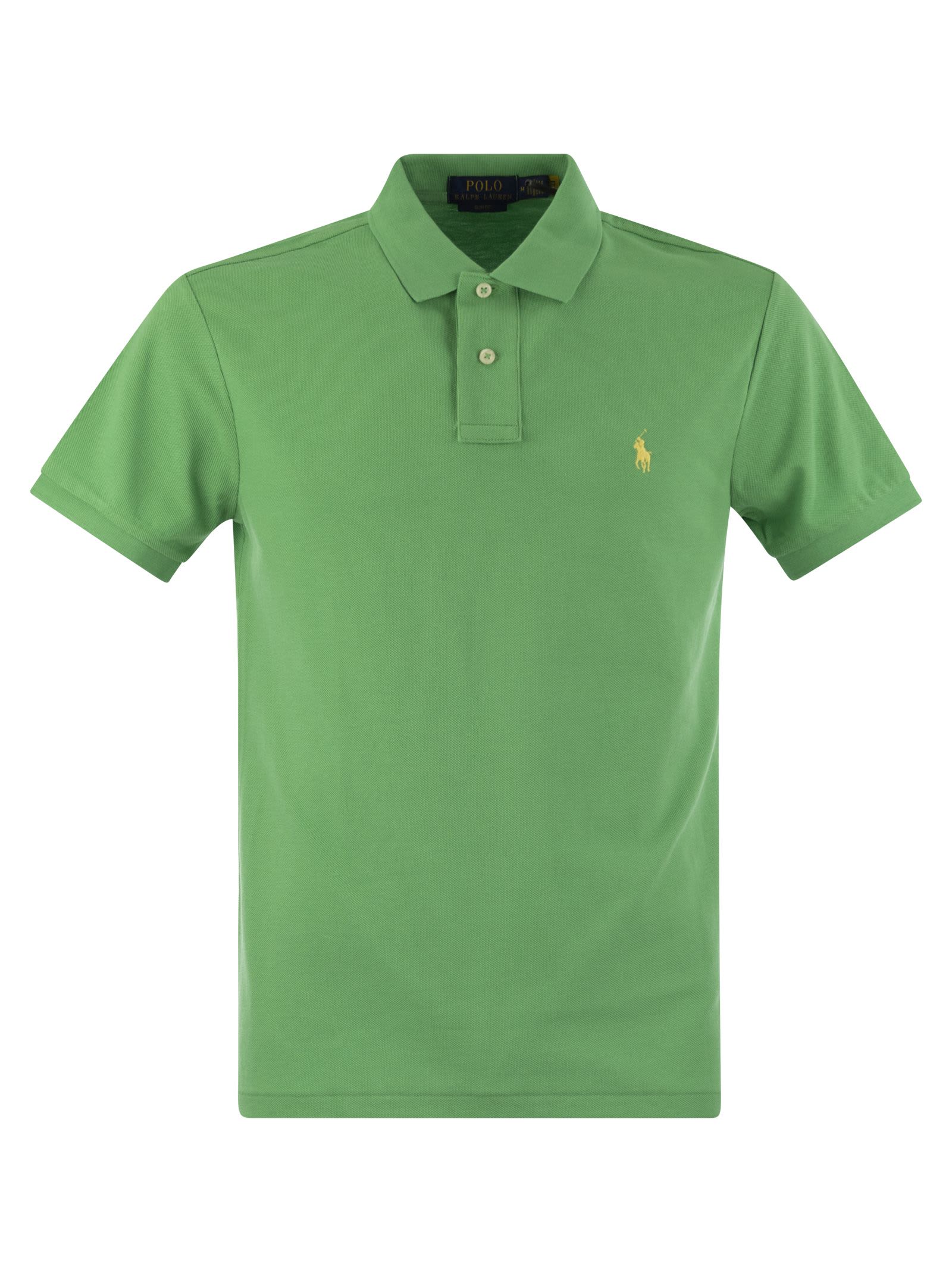 Shop Polo Ralph Lauren Slim-fit Pique Polo Shirt In Green