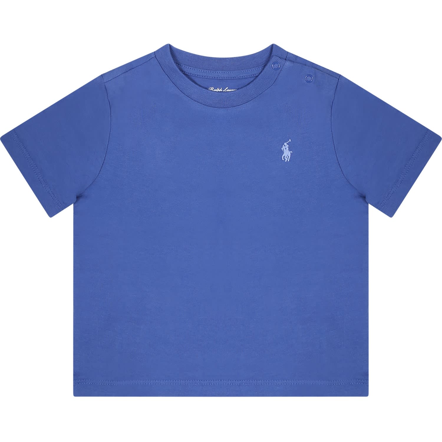 Ralph Lauren Blue T-shirt For Baby Boy With Pony