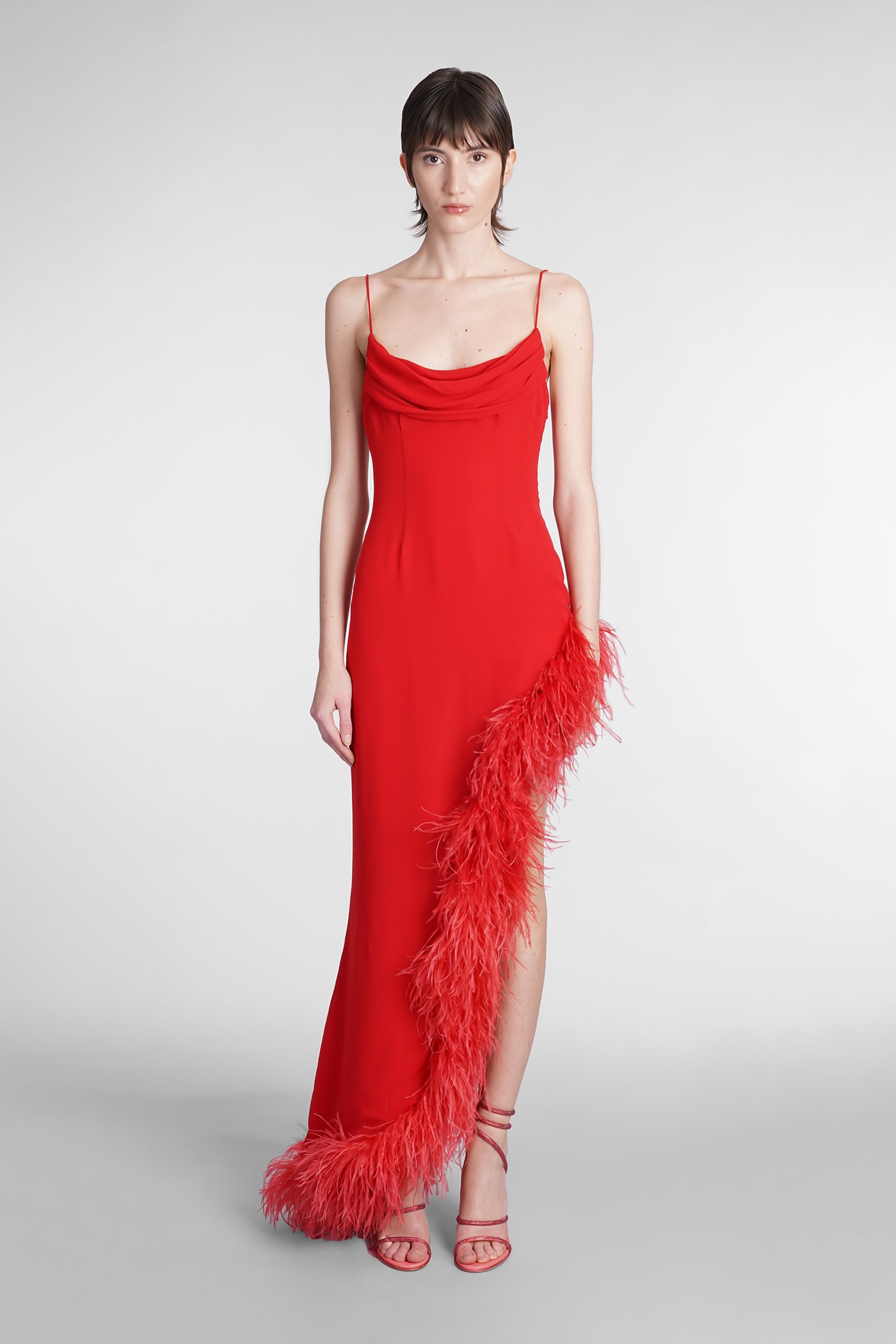 Alessandra Rich Dress In Red Silk
