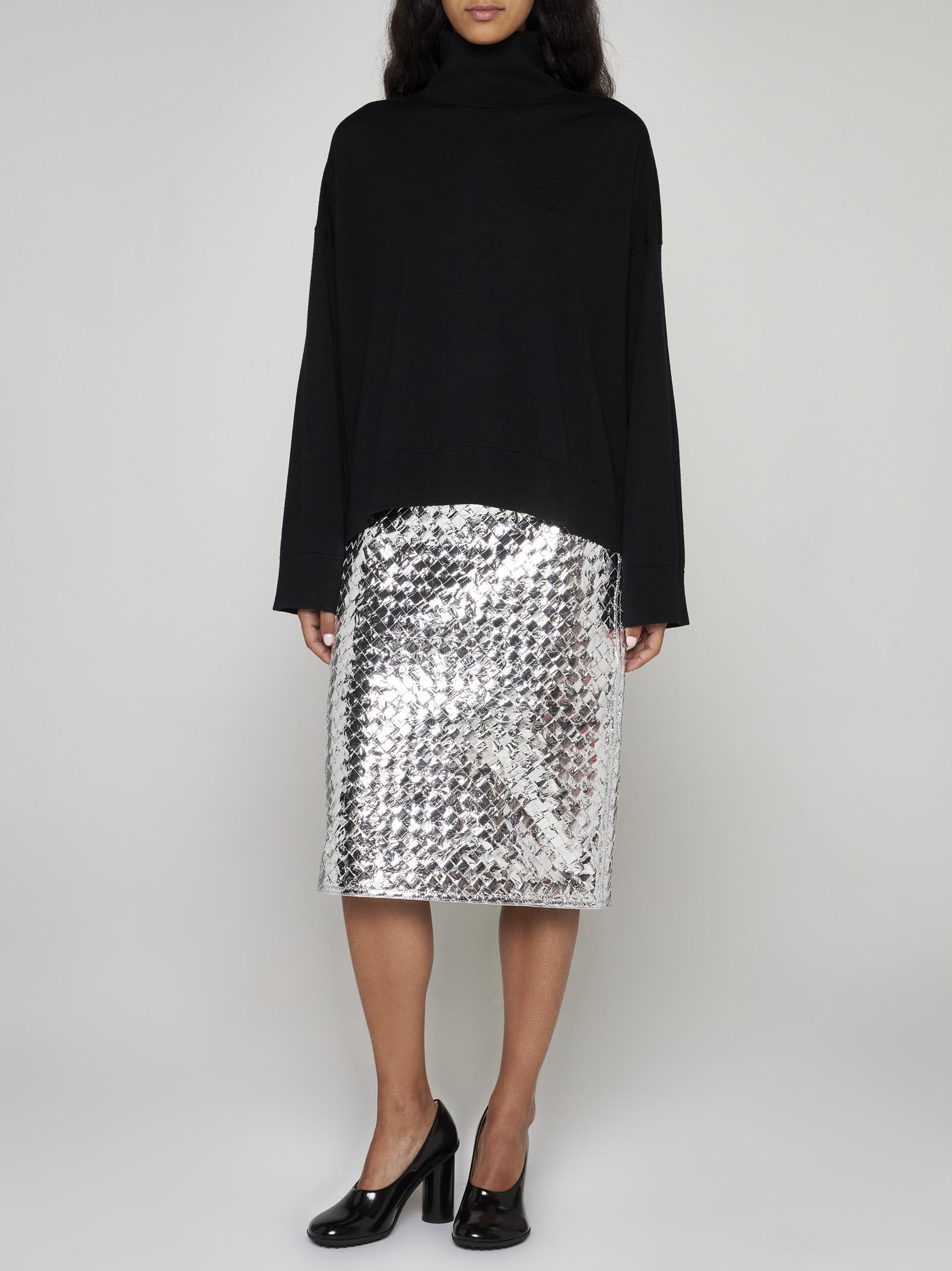 Bottega Veneta High Neck Knitted Jumper In Black